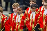 Remembrance Sunday at the Cenotaph in London 2014: The Children of the Chapel Royal, part of the choir.
Press stand opposite the Foreign Office building, Whitehall, London SW1,
London,
Greater London,
United Kingdom,
on 09 November 2014 at 10:54, image #104