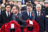 Photo 1411091106581D44354HaraldJoergens Remembrance Sunday at the Cenotaph in London 2014: Prime Minister David Cameron walking towards the Cenotaph with his wreath. Behind him Ed Milliband and Nick Clegg,.
Press stand opposite the Foreign Office building, Whitehall, London SW1,
London,
Greater London,
United Kingdom,
on 09 November 2014 at 11:06, image #216