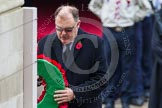 Photo 1411091108561D44460HaraldJoergens Remembrance Sunday at the Cenotaph in London 2014: Elfyn Llwyd, as leader of the Plaid Cymru / SNP Parliamentary Group, laying his wreath at the Cenotaph.
Press stand opposite the Foreign Office building, Whitehall, London SW1,
London,
Greater London,
United Kingdom,
on 09 November 2014 at 11:08, image #234