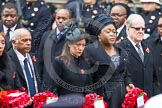 Remembrance Sunday at the Cenotaph in London 2014: The High Commissioner of Guyana, the High Commissioner of Singapore, the High Commissioner of Zambia and and the High Commissioner of Malta with their wreaths at the Cenotaph.
Press stand opposite the Foreign Office building, Whitehall, London SW1,
London,
Greater London,
United Kingdom,
on 09 November 2014 at 11:11, image #247