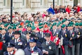 Remembrance Sunday at the Cenotaph in London 2014: Veterans waiting for the March Past singing during the service.
Press stand opposite the Foreign Office building, Whitehall, London SW1,
London,
Greater London,
United Kingdom,
on 09 November 2014 at 11:18, image #284