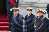 Remembrance Sunday at the Cenotaph in London 2014: The Royal Navy detachment is leaving Whitehall. There are hundreds of photos of all service detachments coming onto, and leaving Whitehall, please ask!.
Press stand opposite the Foreign Office building, Whitehall, London SW1,
London,
Greater London,
United Kingdom,
on 09 November 2014 at 12:32, image #324