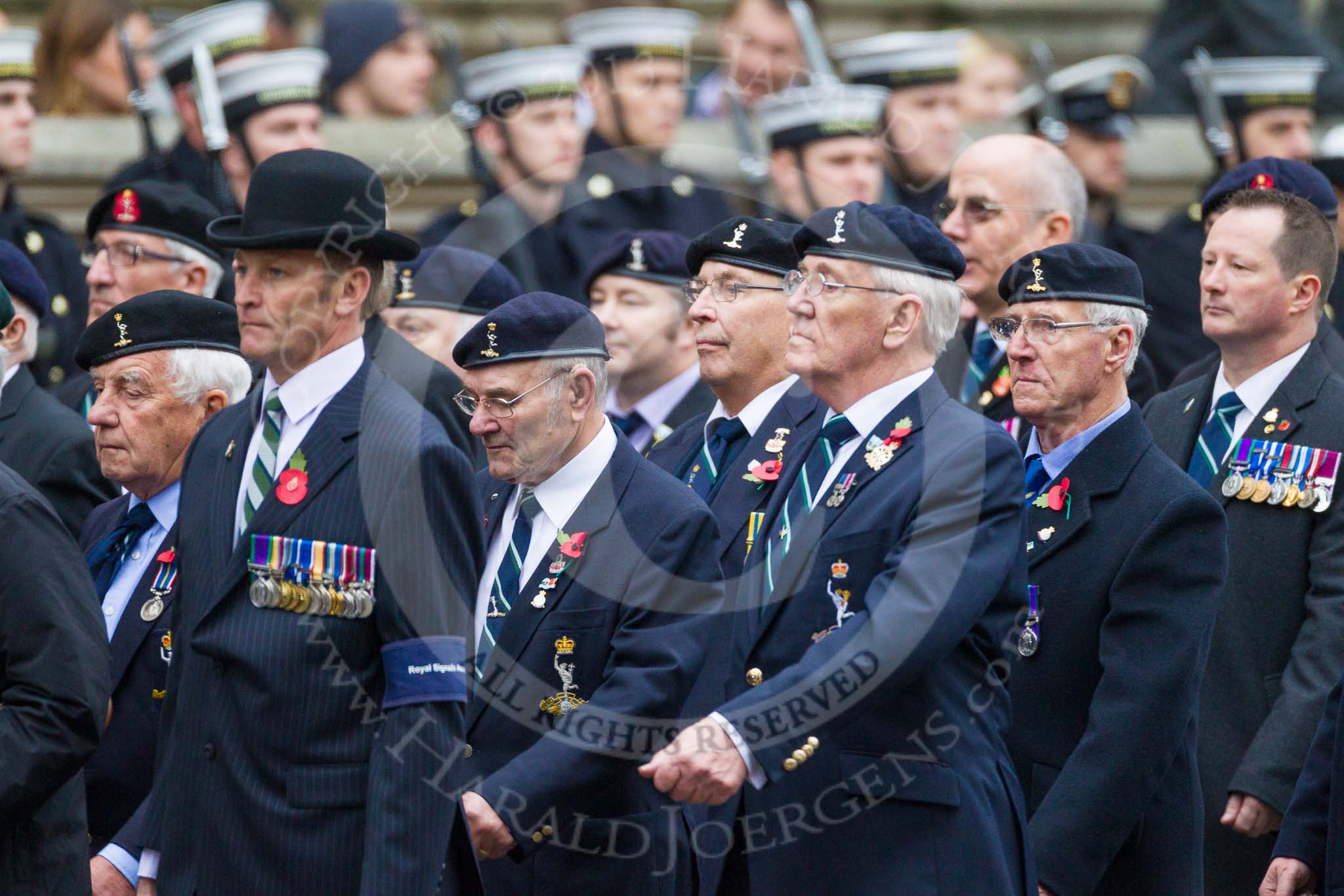Remembrance Sunday at the Cenotaph 2015: Group B8, Royal Signals Association.
Cenotaph, Whitehall, London SW1,
London,
Greater London,
United Kingdom,
on 08 November 2015 at 11:37, image #63