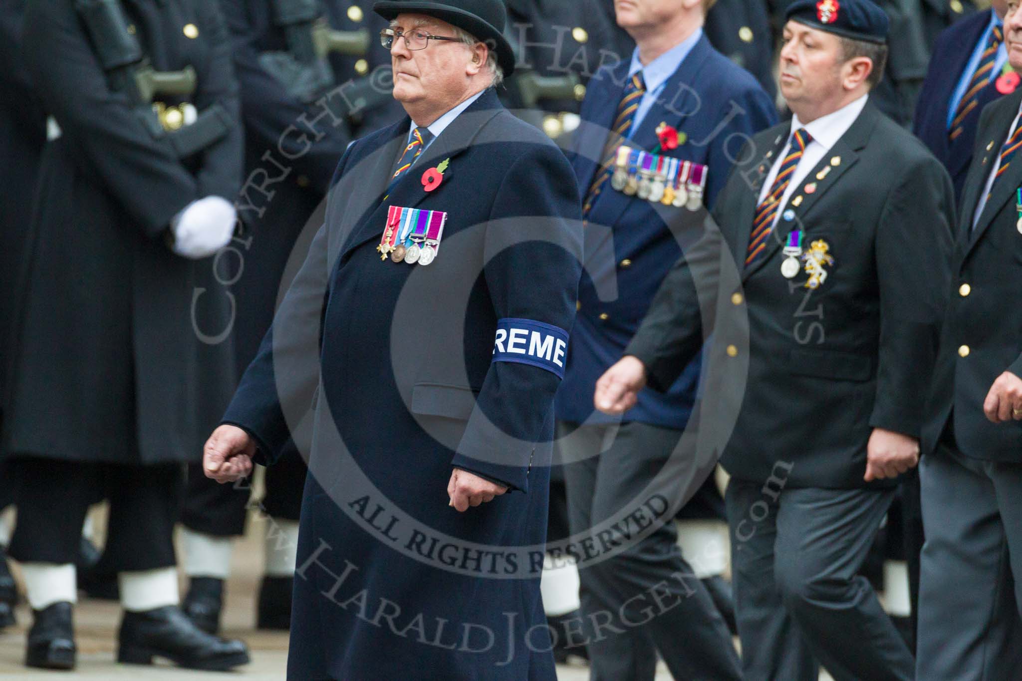 Remembrance Sunday at the Cenotaph 2015: Group B15, Royal Electrical & Mechanical Engineers Association.
Cenotaph, Whitehall, London SW1,
London,
Greater London,
United Kingdom,
on 08 November 2015 at 11:39, image #120