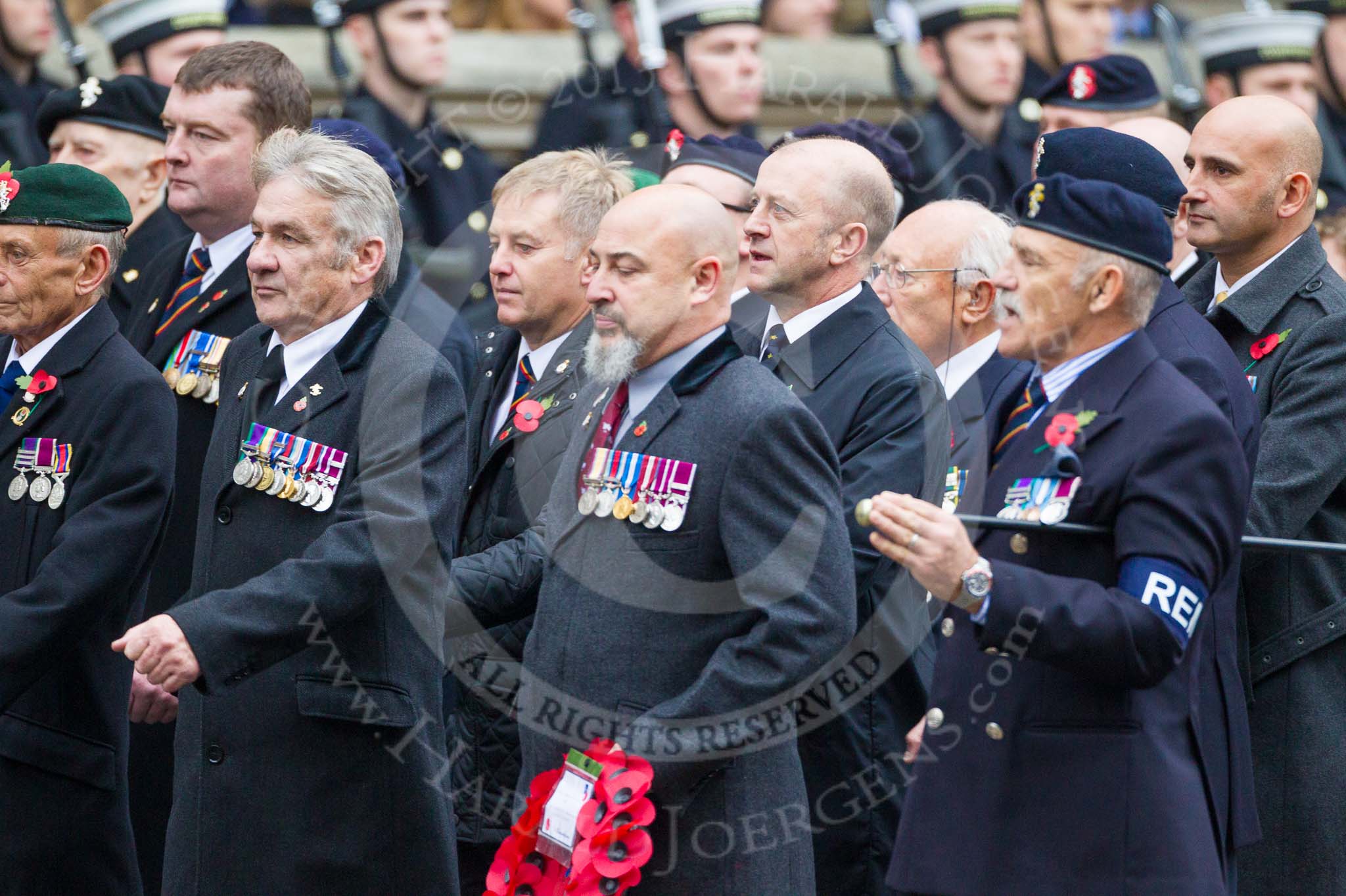 Remembrance Sunday at the Cenotaph 2015: Group B15, Royal Electrical & Mechanical Engineers Association.
Cenotaph, Whitehall, London SW1,
London,
Greater London,
United Kingdom,
on 08 November 2015 at 11:39, image #123