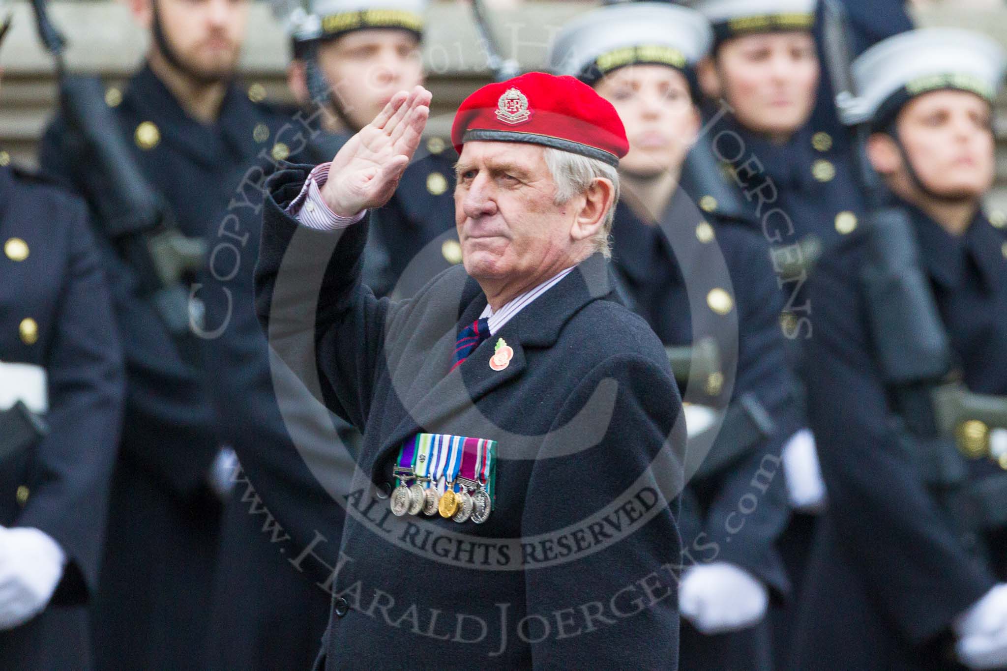 Remembrance Sunday at the Cenotaph 2015: Group B16, Royal Military Police Association.
Cenotaph, Whitehall, London SW1,
London,
Greater London,
United Kingdom,
on 08 November 2015 at 11:39, image #130
