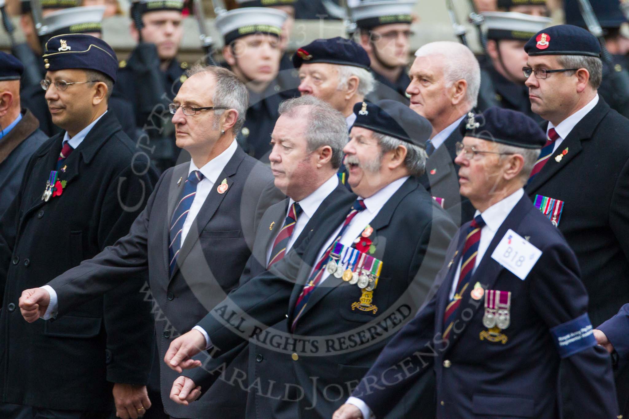 Remembrance Sunday at the Cenotaph 2015: Group B18, Royal Army Pay Corps Regimental Association.
Cenotaph, Whitehall, London SW1,
London,
Greater London,
United Kingdom,
on 08 November 2015 at 11:40, image #143