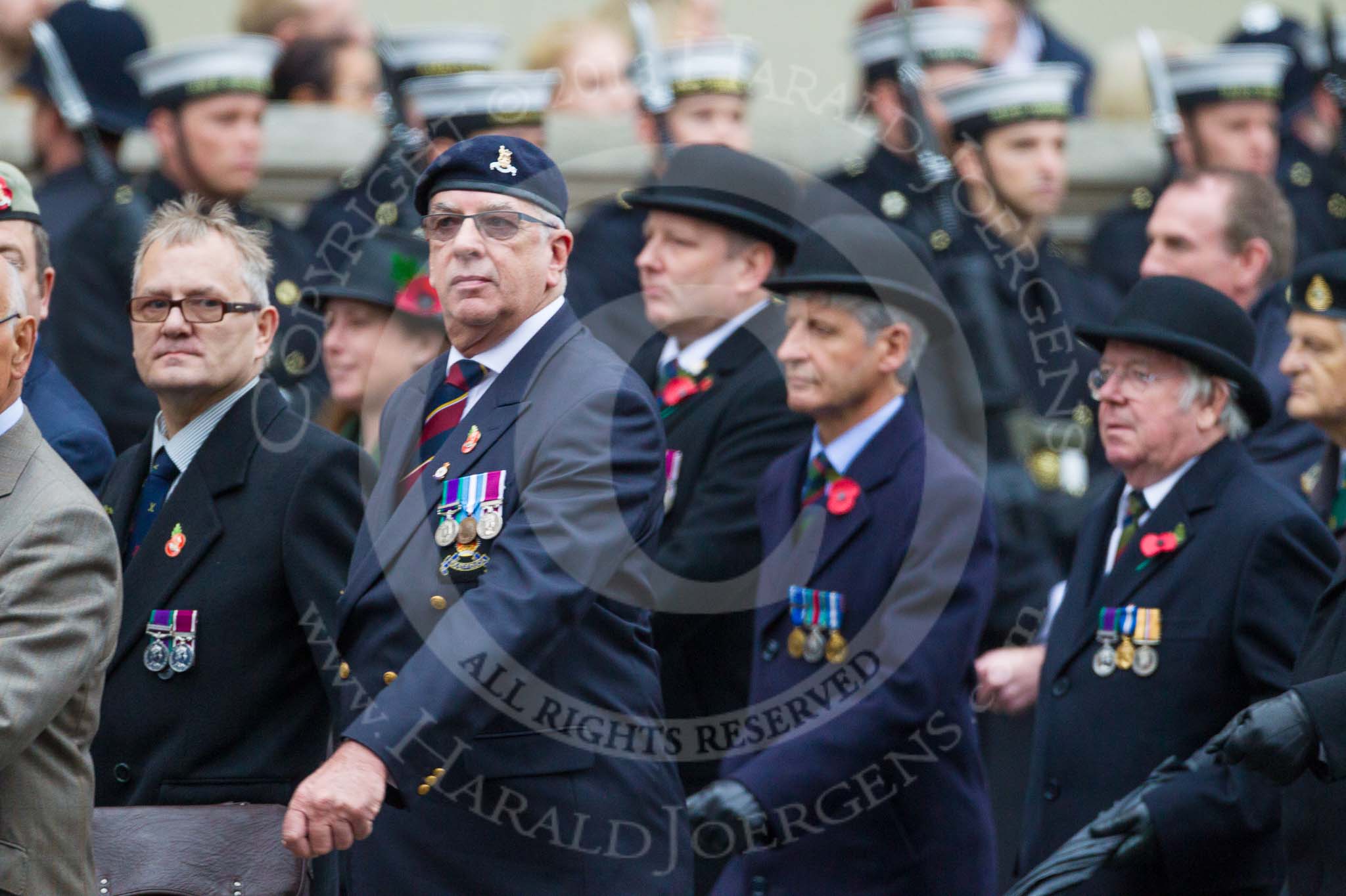 Remembrance Sunday at the Cenotaph 2015: Group B18, Royal Army Pay Corps Regimental Association, and B19, Royal Army Veterinary Corps & Royal Army Dental Corps.
Cenotaph, Whitehall, London SW1,
London,
Greater London,
United Kingdom,
on 08 November 2015 at 11:40, image #147