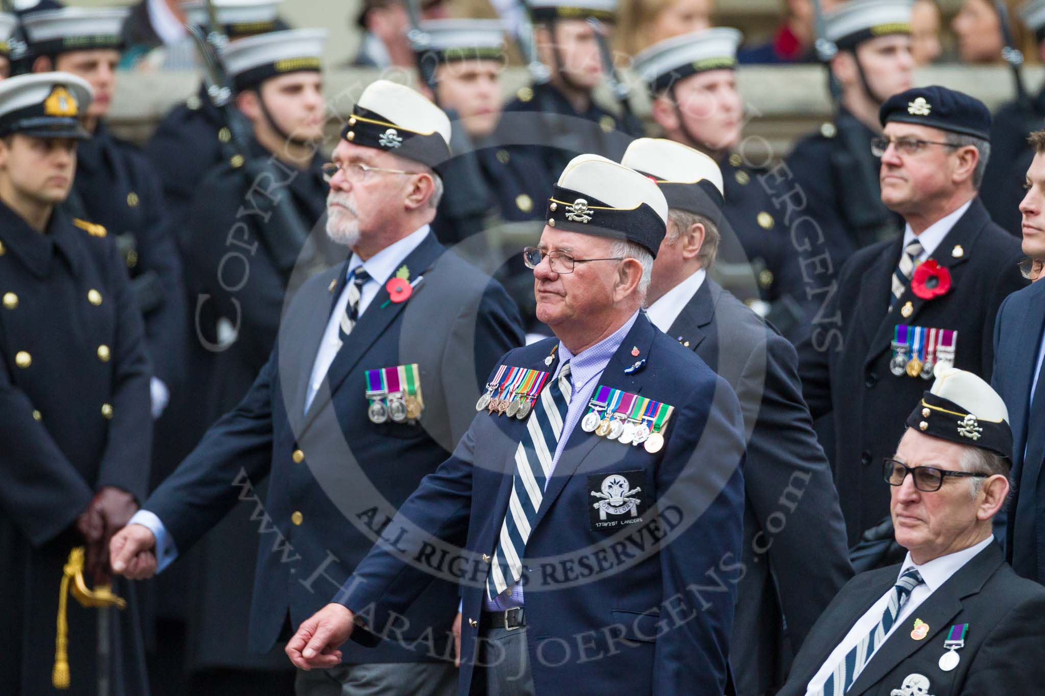 Remembrance Sunday at the Cenotaph 2015: Group B27, 17/21 Lancers.
Cenotaph, Whitehall, London SW1,
London,
Greater London,
United Kingdom,
on 08 November 2015 at 11:41, image #212