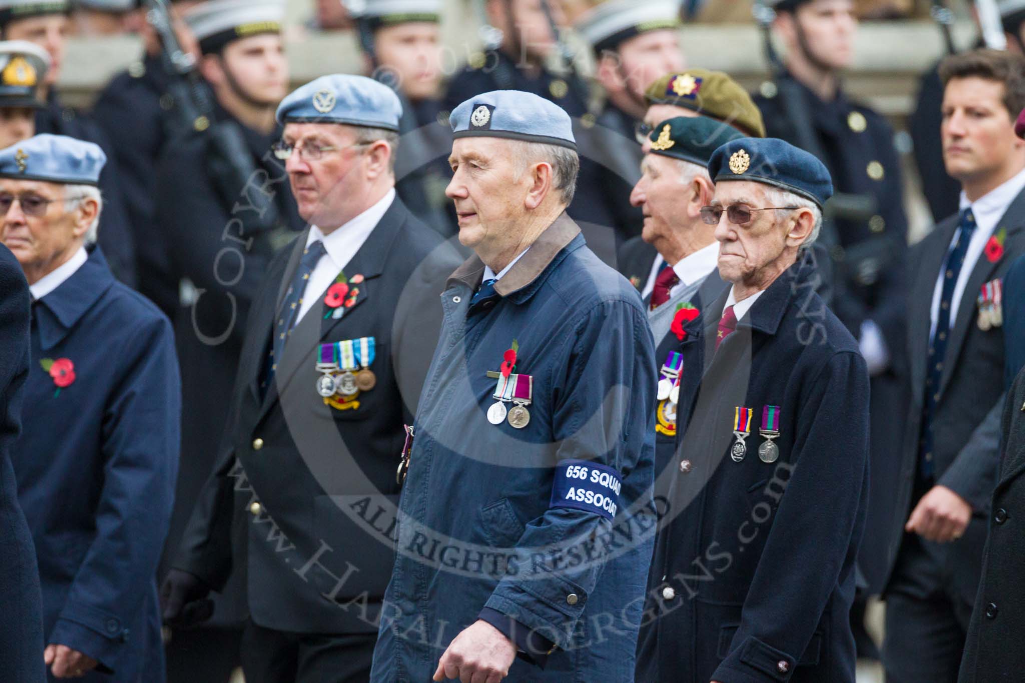 Remembrance Sunday at the Cenotaph 2015: Group B38, 656 Squadron Association.
Cenotaph, Whitehall, London SW1,
London,
Greater London,
United Kingdom,
on 08 November 2015 at 11:43, image #303