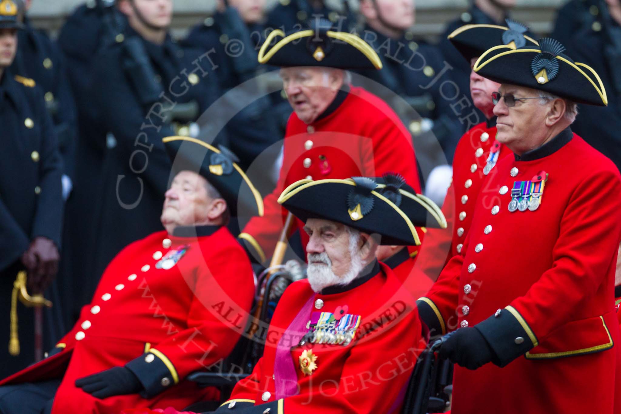 Remembrance Sunday at the Cenotaph 2015: Group B43, Royal Hospital Chelsea.
Cenotaph, Whitehall, London SW1,
London,
Greater London,
United Kingdom,
on 08 November 2015 at 11:45, image #345