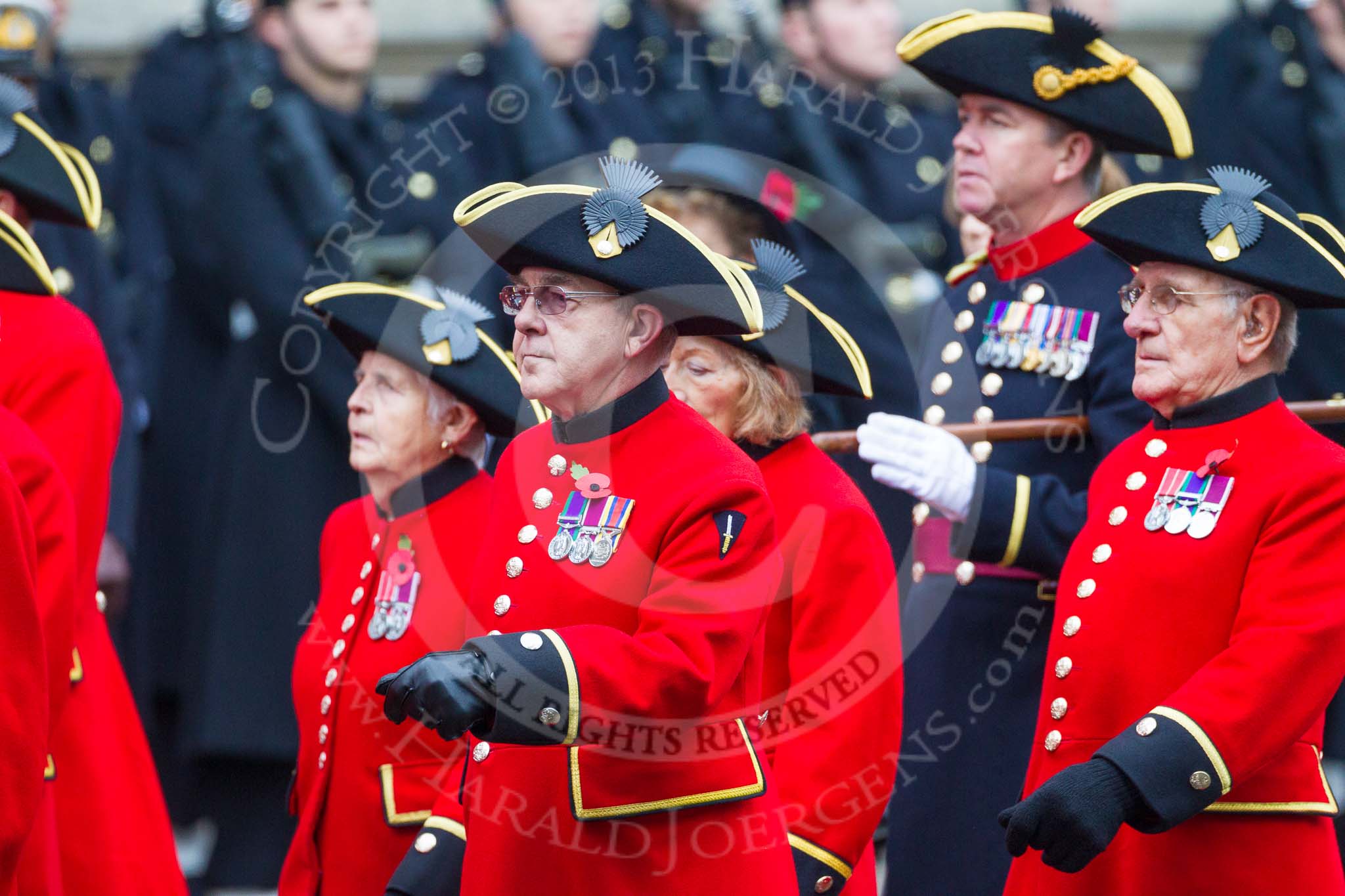 Remembrance Sunday at the Cenotaph 2015: Group B43, Royal Hospital Chelsea.
Cenotaph, Whitehall, London SW1,
London,
Greater London,
United Kingdom,
on 08 November 2015 at 11:45, image #353