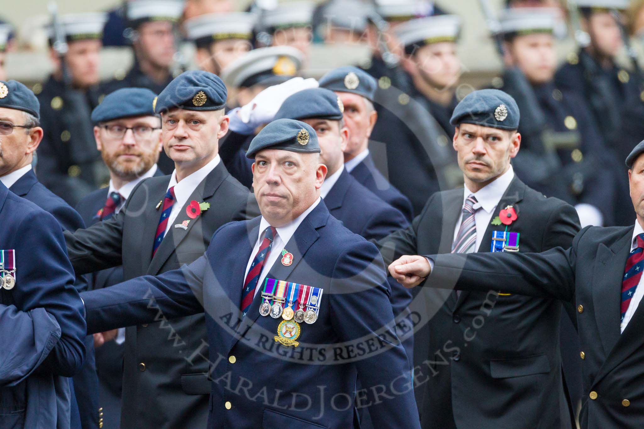 Remembrance Sunday at the Cenotaph 2015: C2, Royal Air Force Regiment Association.
Cenotaph, Whitehall, London SW1,
London,
Greater London,
United Kingdom,
on 08 November 2015 at 11:47, image #424