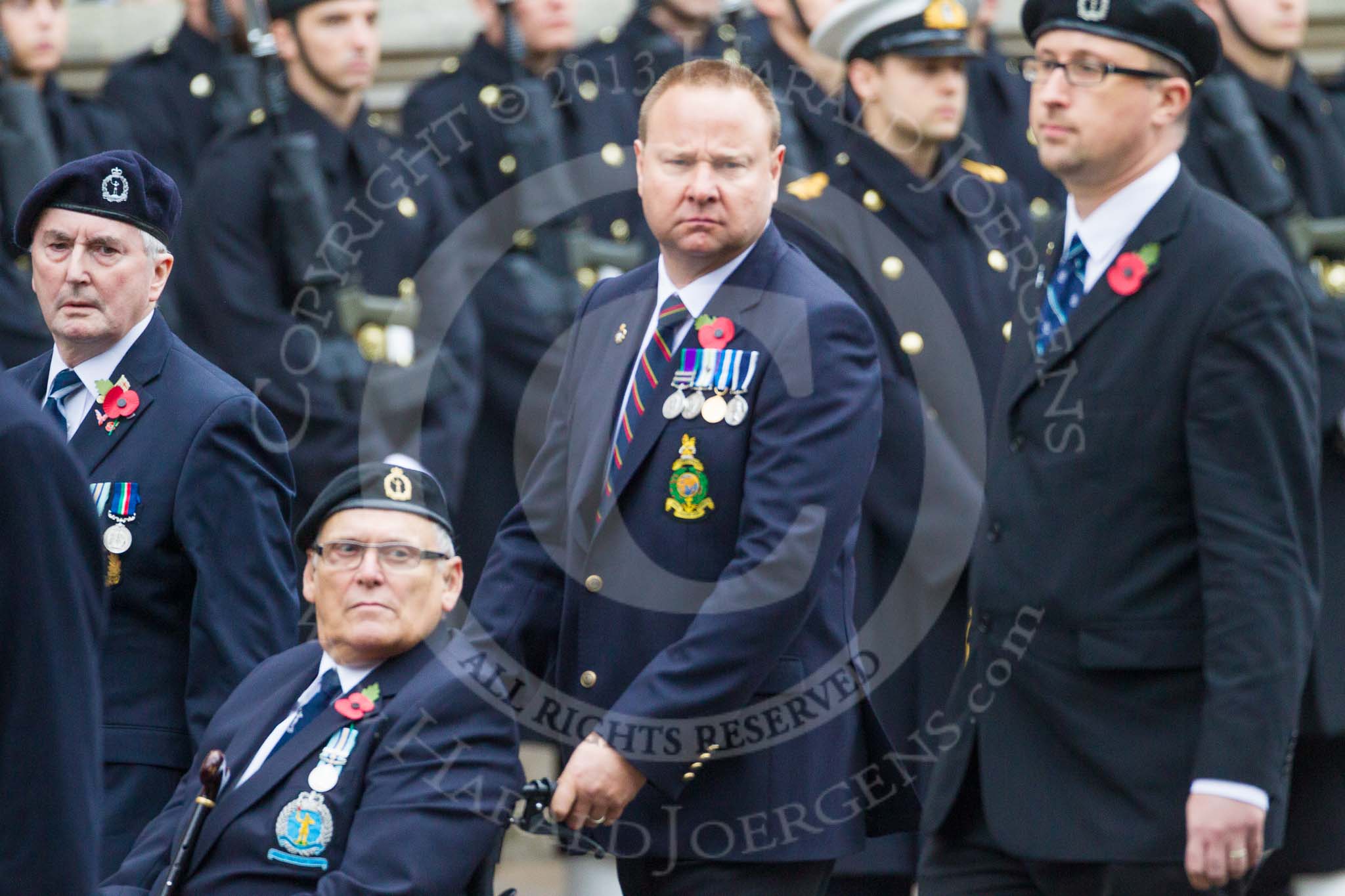 Remembrance Sunday at the Cenotaph 2015: Group C4, Royal Observer Corps Association (Anniversary).
Cenotaph, Whitehall, London SW1,
London,
Greater London,
United Kingdom,
on 08 November 2015 at 11:48, image #454