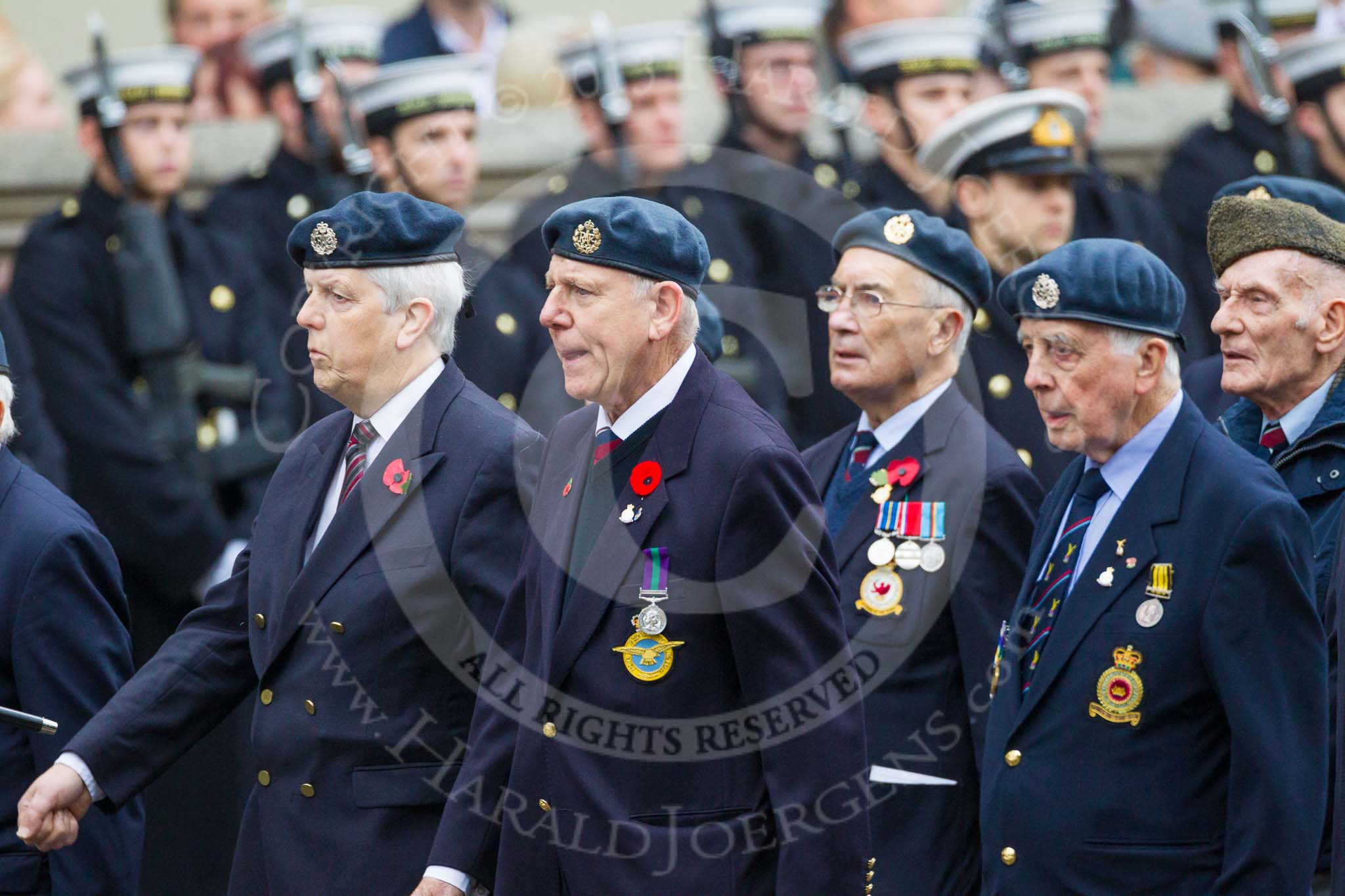 Remembrance Sunday at the Cenotaph 2015: Group C5, National Service (Royal Air Force) Association.
Cenotaph, Whitehall, London SW1,
London,
Greater London,
United Kingdom,
on 08 November 2015 at 11:48, image #457