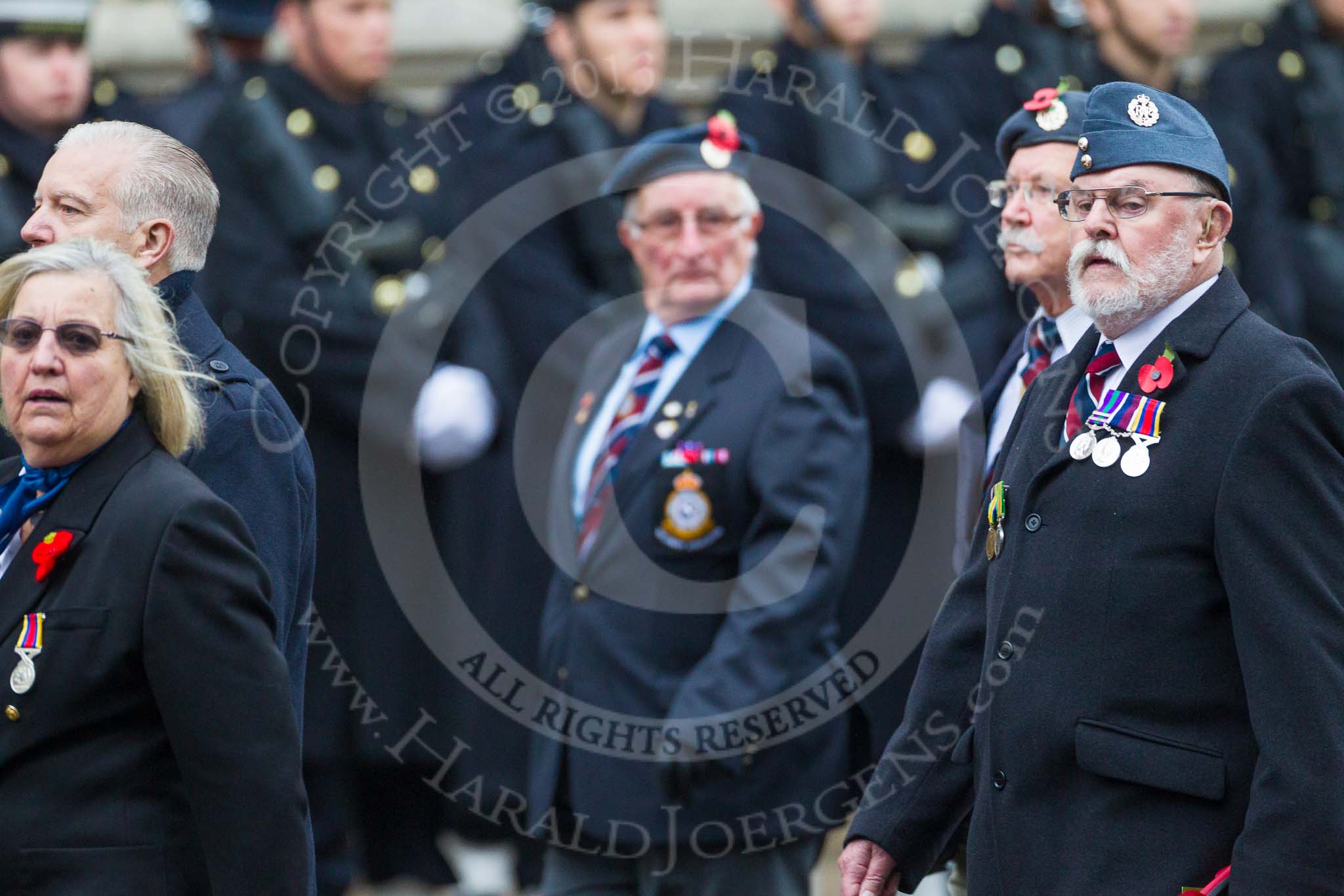 Remembrance Sunday at the Cenotaph 2015: Group C14, Royal Air Force Yatesbury Association.
Cenotaph, Whitehall, London SW1,
London,
Greater London,
United Kingdom,
on 08 November 2015 at 11:49, image #502