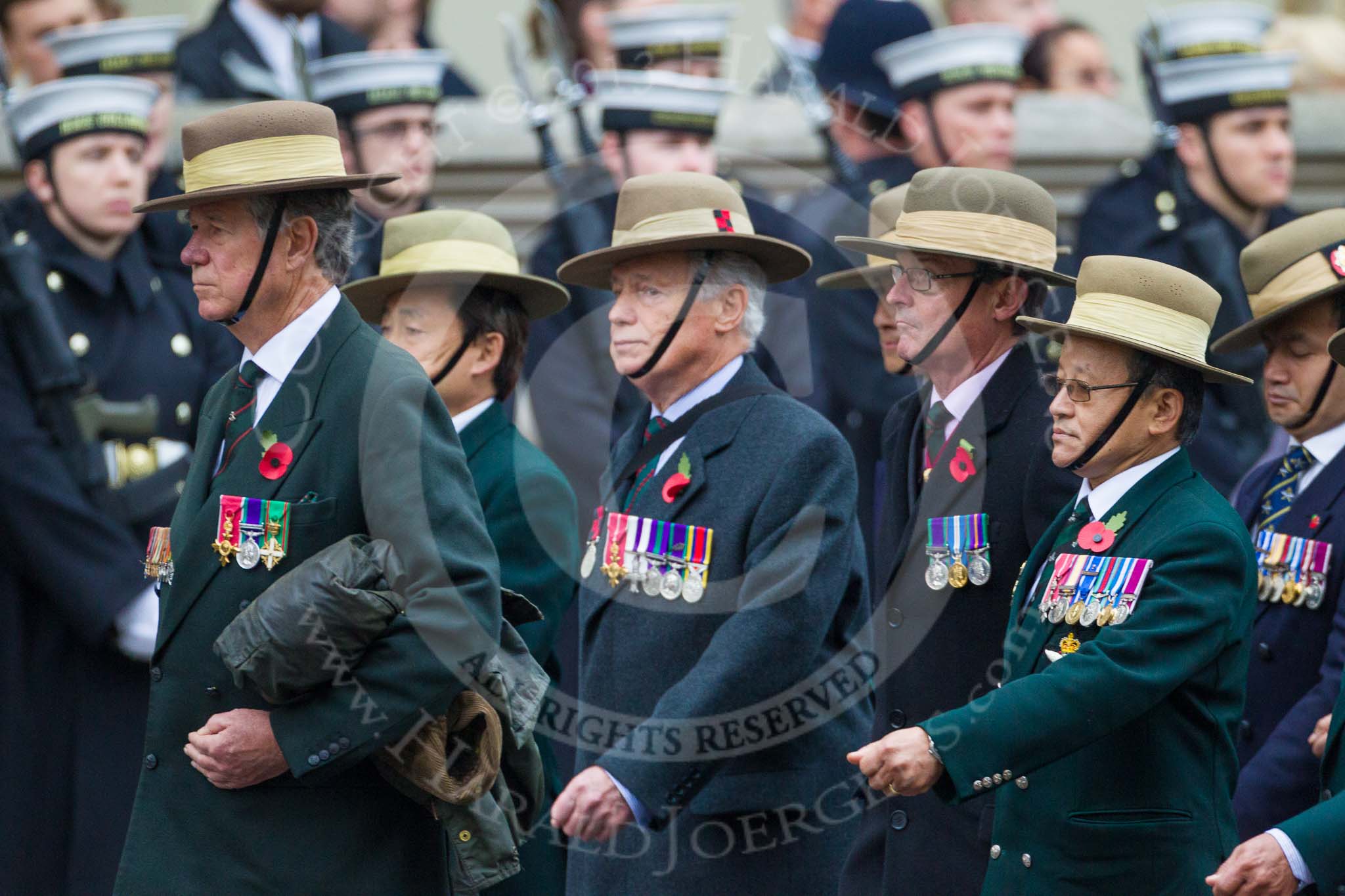 Remembrance Sunday at the Cenotaph 2015: Group D16, Gurkha Brigade Association.
Cenotaph, Whitehall, London SW1,
London,
Greater London,
United Kingdom,
on 08 November 2015 at 11:54, image #671