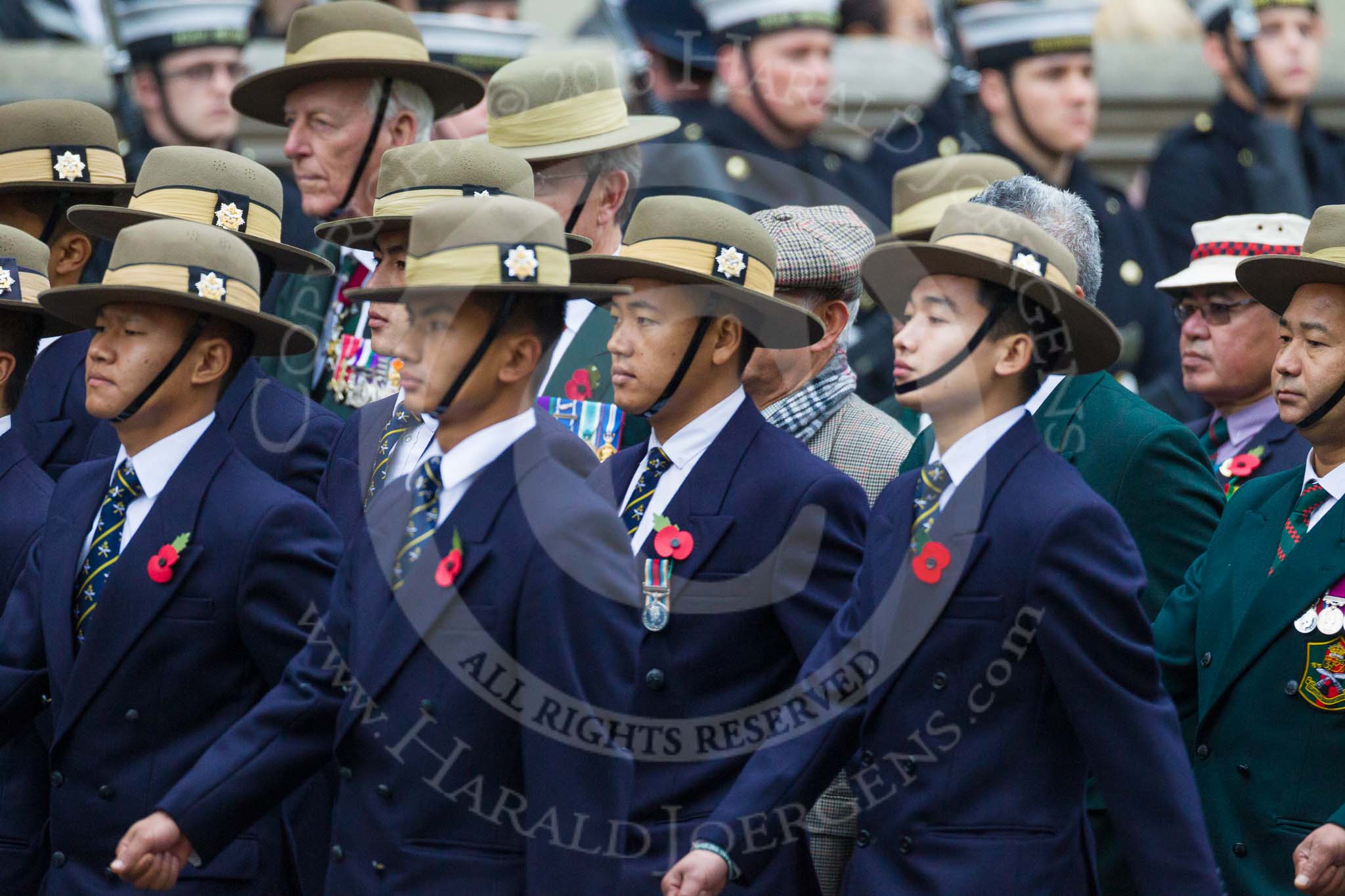 Remembrance Sunday at the Cenotaph 2015: Group D16, Gurkha Brigade Association.
Cenotaph, Whitehall, London SW1,
London,
Greater London,
United Kingdom,
on 08 November 2015 at 11:54, image #674