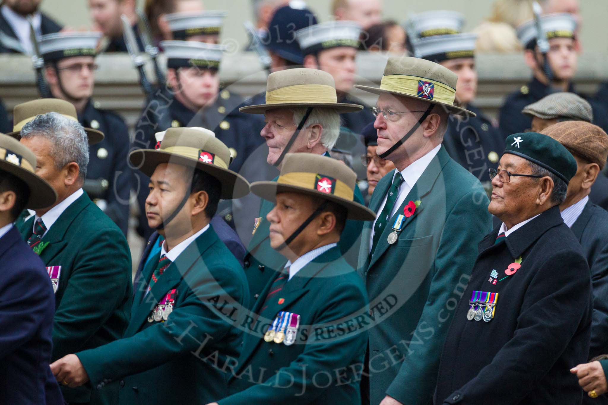 Remembrance Sunday at the Cenotaph 2015: Group D16, Gurkha Brigade Association.
Cenotaph, Whitehall, London SW1,
London,
Greater London,
United Kingdom,
on 08 November 2015 at 11:54, image #675
