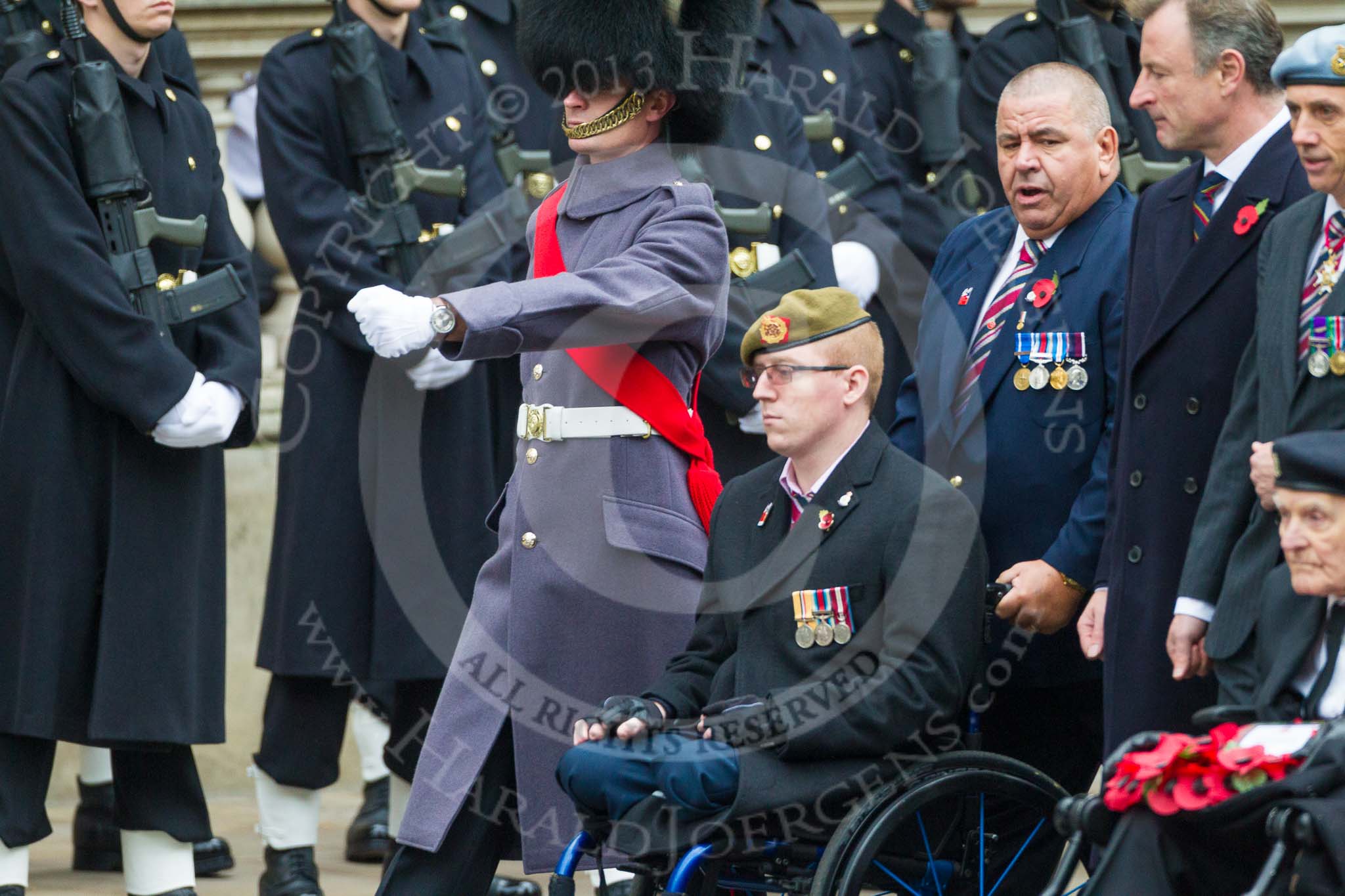 Remembrance Sunday at the Cenotaph 2015: Group F1, Blind Veterans UK.
Cenotaph, Whitehall, London SW1,
London,
Greater London,
United Kingdom,
on 08 November 2015 at 11:57, image #749