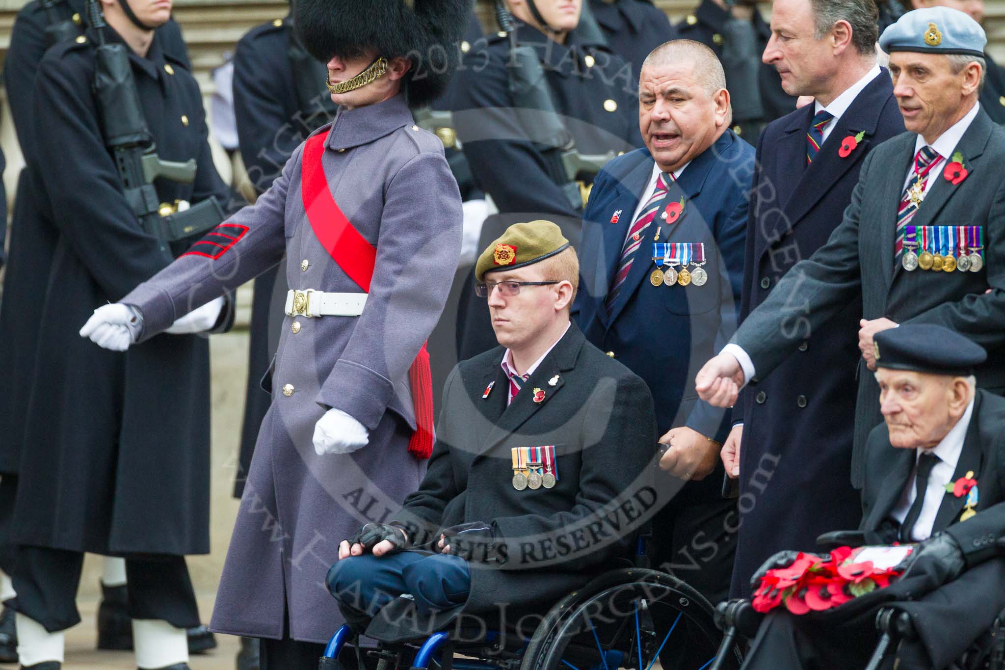 Remembrance Sunday at the Cenotaph 2015: Group F1, Blind Veterans UK.
Cenotaph, Whitehall, London SW1,
London,
Greater London,
United Kingdom,
on 08 November 2015 at 11:57, image #750