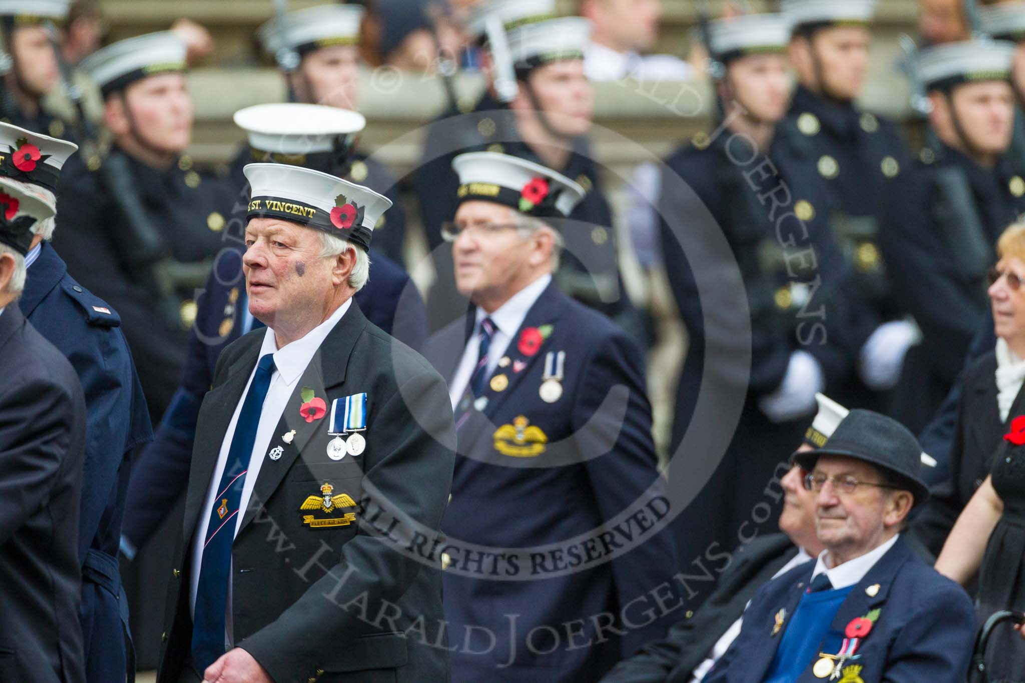 Remembrance Sunday at the Cenotaph 2015: Group E12, HMS St Vincent Association.
Cenotaph, Whitehall, London SW1,
London,
Greater London,
United Kingdom,
on 08 November 2015 at 12:00, image #870