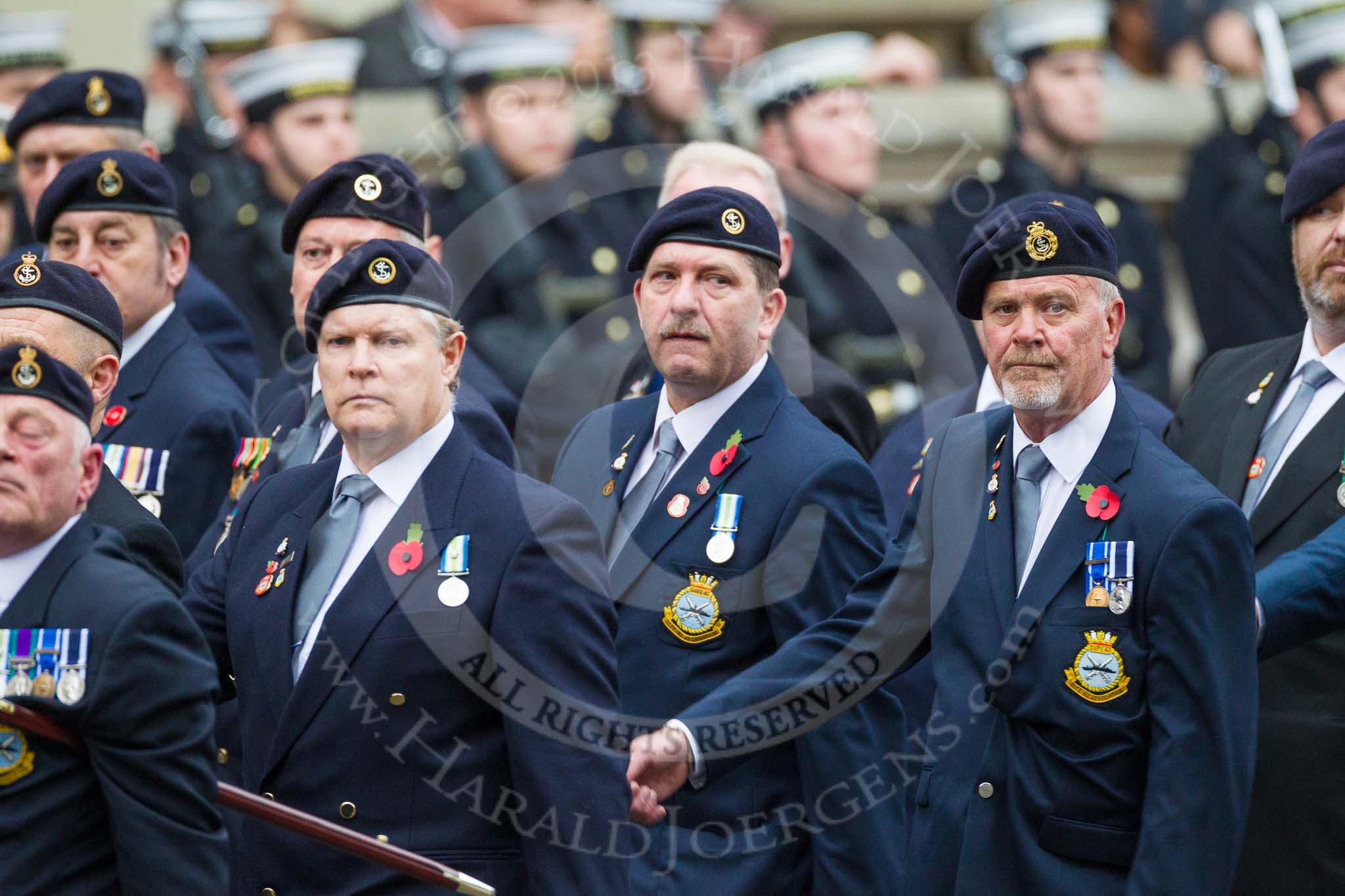 Remembrance Sunday at the Cenotaph 2015: Group E16, Type 42 Association.
Cenotaph, Whitehall, London SW1,
London,
Greater London,
United Kingdom,
on 08 November 2015 at 12:00, image #888
