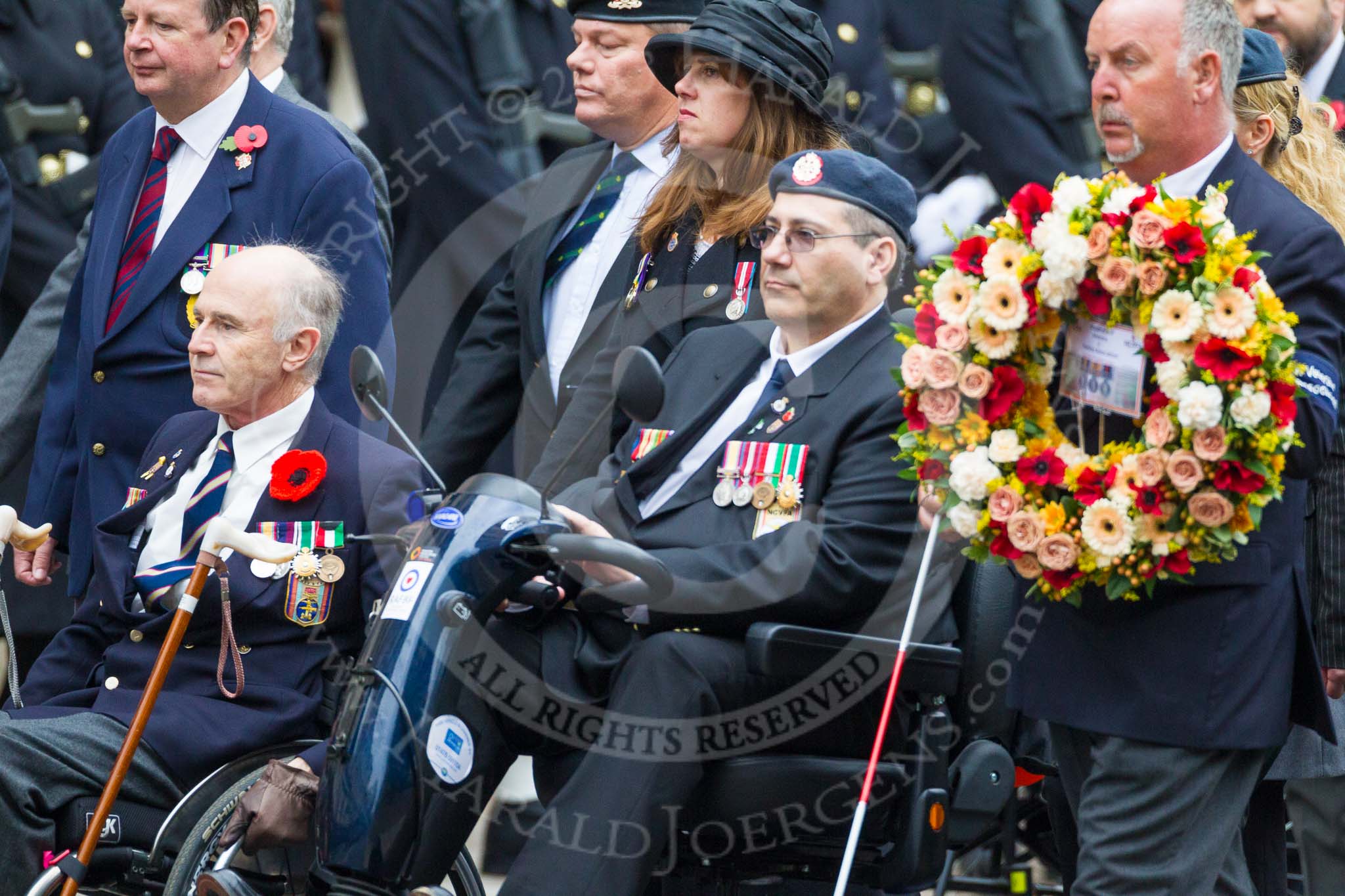 Remembrance Sunday at the Cenotaph 2015: Group F16, National Gulf Veterans & Families Association.
Cenotaph, Whitehall, London SW1,
London,
Greater London,
United Kingdom,
on 08 November 2015 at 12:06, image #1085