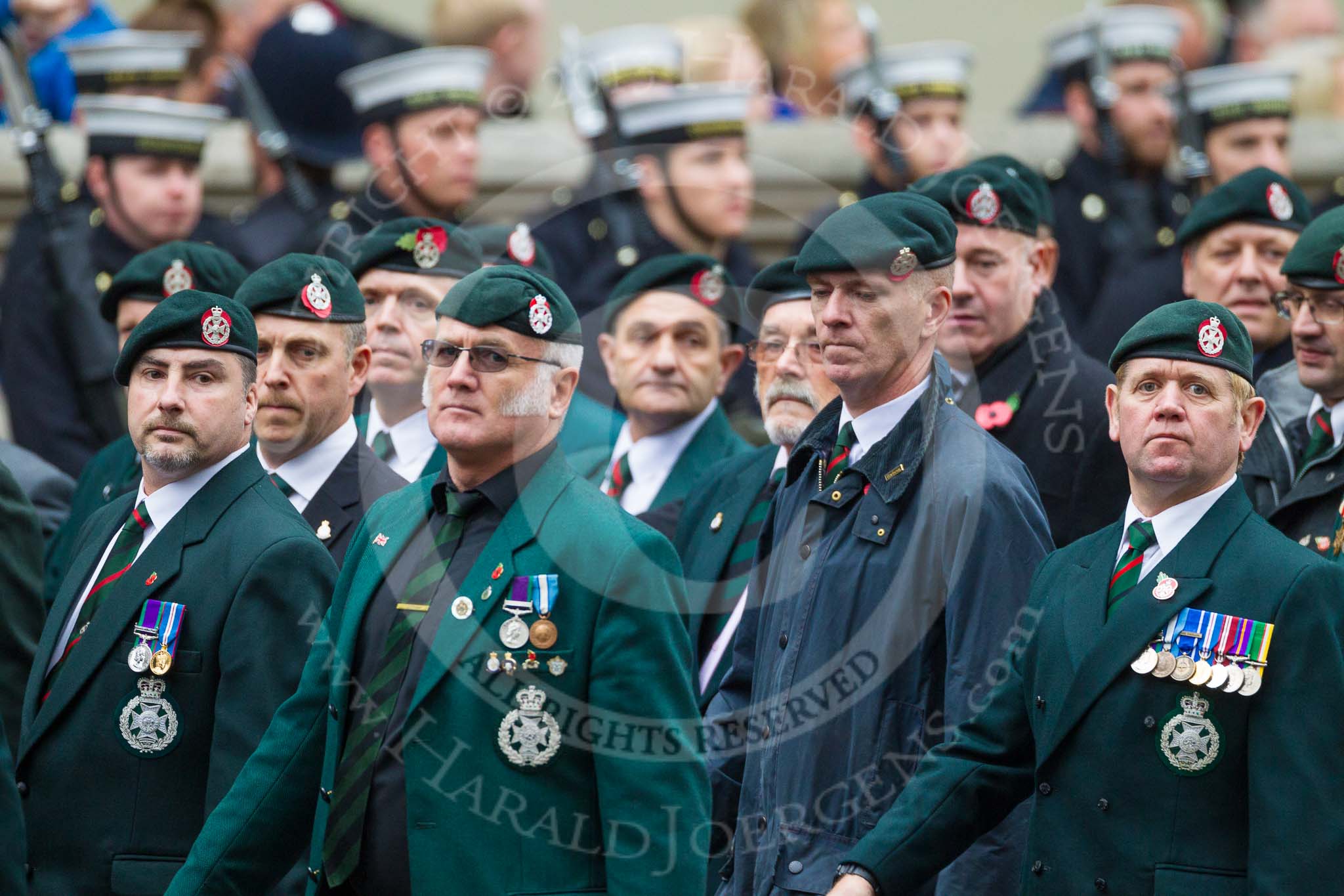 Remembrance Sunday at the Cenotaph 2015: Group A2, Royal Green Jackets Association.
Cenotaph, Whitehall, London SW1,
London,
Greater London,
United Kingdom,
on 08 November 2015 at 12:08, image #1176