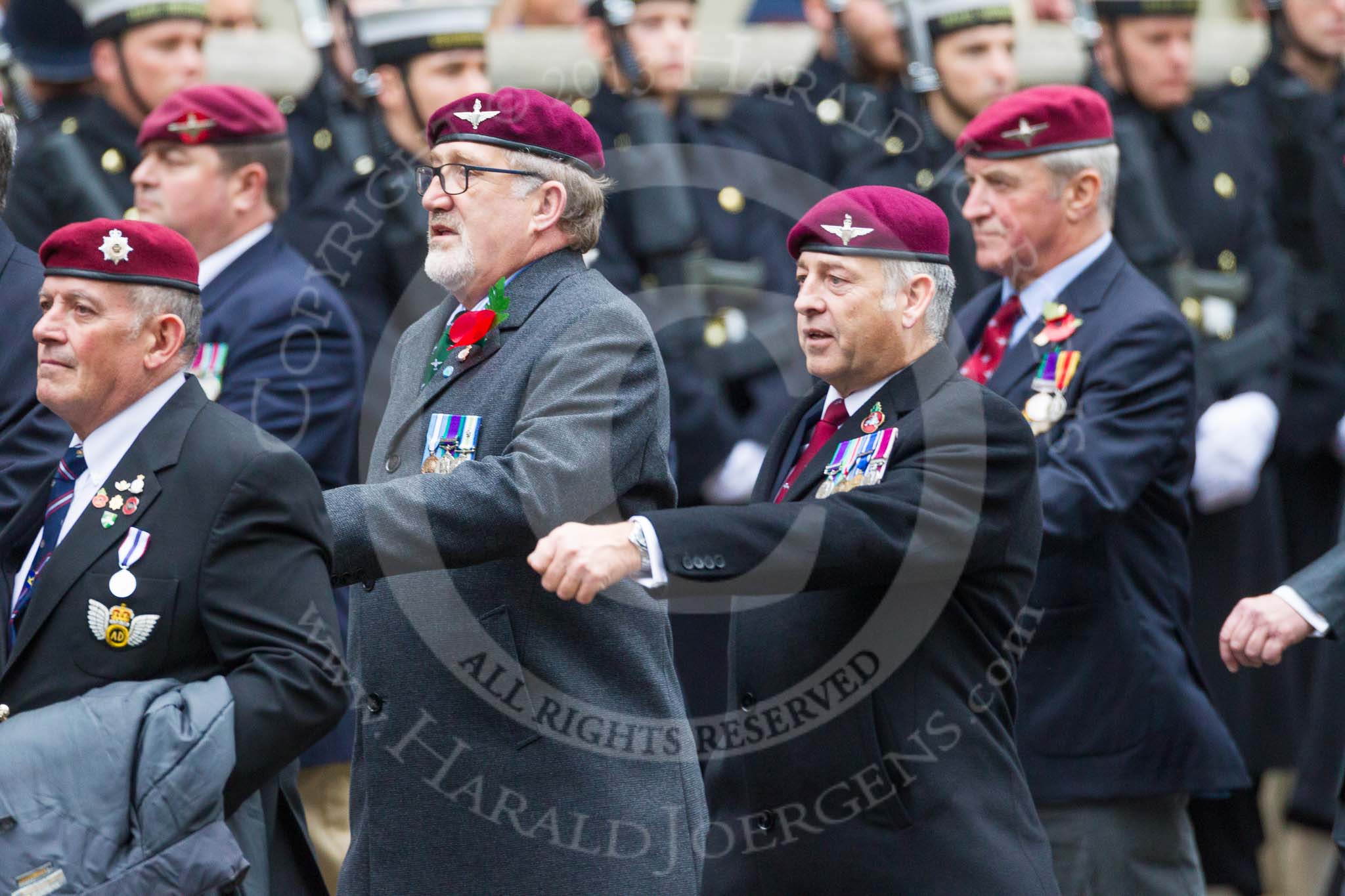 Remembrance Sunday at the Cenotaph 2015: Group A3, Parachute Regimental Association.
Cenotaph, Whitehall, London SW1,
London,
Greater London,
United Kingdom,
on 08 November 2015 at 12:09, image #1195