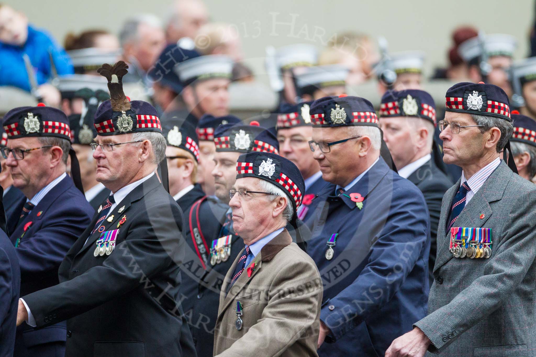 Remembrance Sunday at the Cenotaph 2015: Group A4, King's Own Scottish Borderers.
Cenotaph, Whitehall, London SW1,
London,
Greater London,
United Kingdom,
on 08 November 2015 at 12:09, image #1209