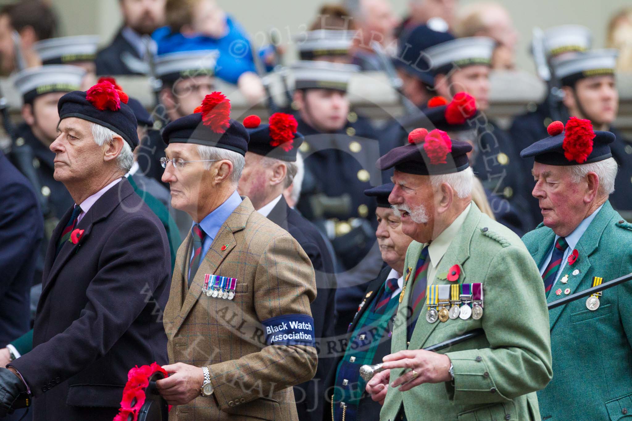 Remembrance Sunday at the Cenotaph 2015: Group A5, Black Watch Association.
Cenotaph, Whitehall, London SW1,
London,
Greater London,
United Kingdom,
on 08 November 2015 at 12:09, image #1213
