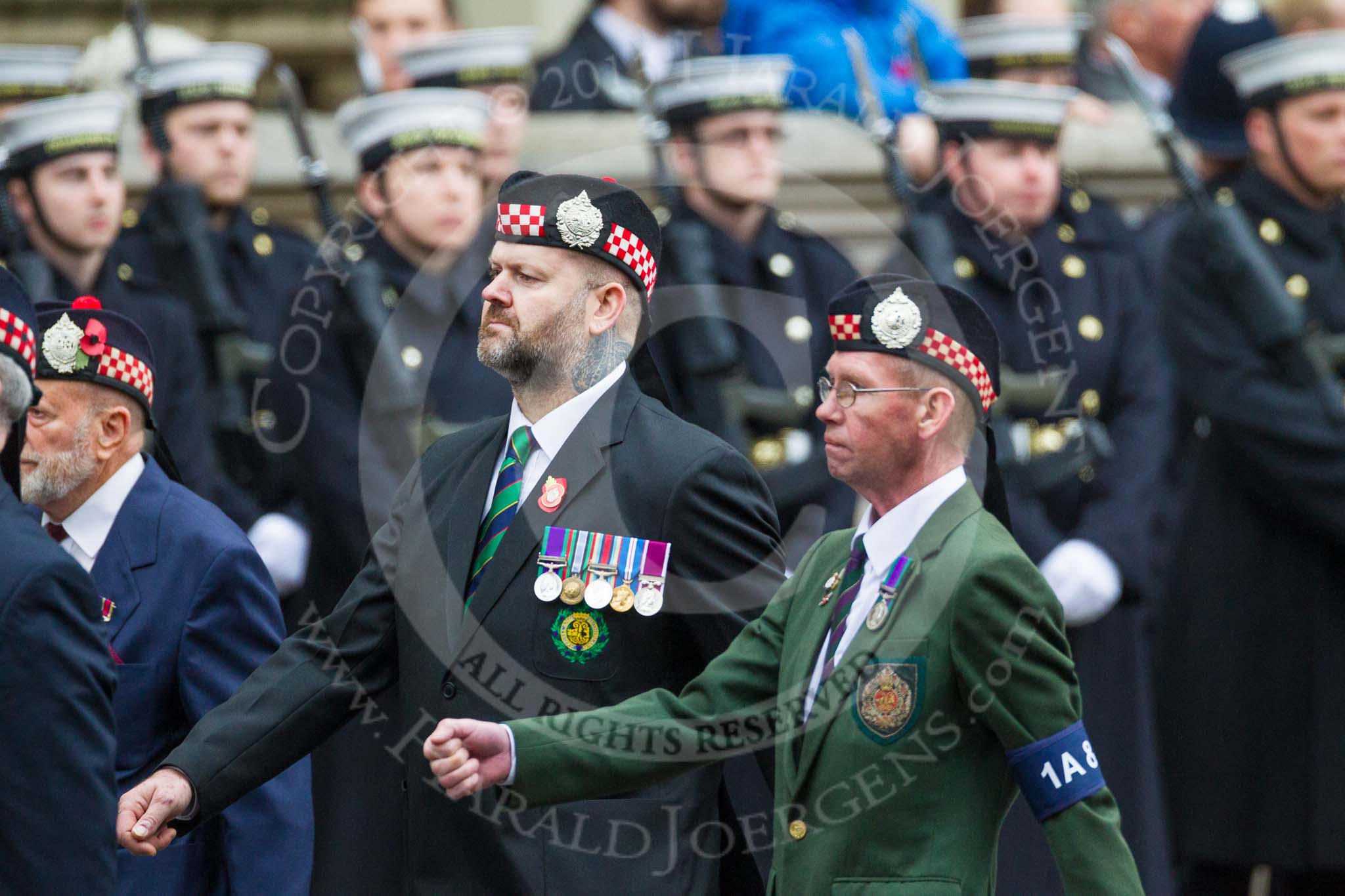 Remembrance Sunday at the Cenotaph 2015: Group A7, Argyll & Sutherland Highlanders Regimental Association.
Cenotaph, Whitehall, London SW1,
London,
Greater London,
United Kingdom,
on 08 November 2015 at 12:10, image #1226