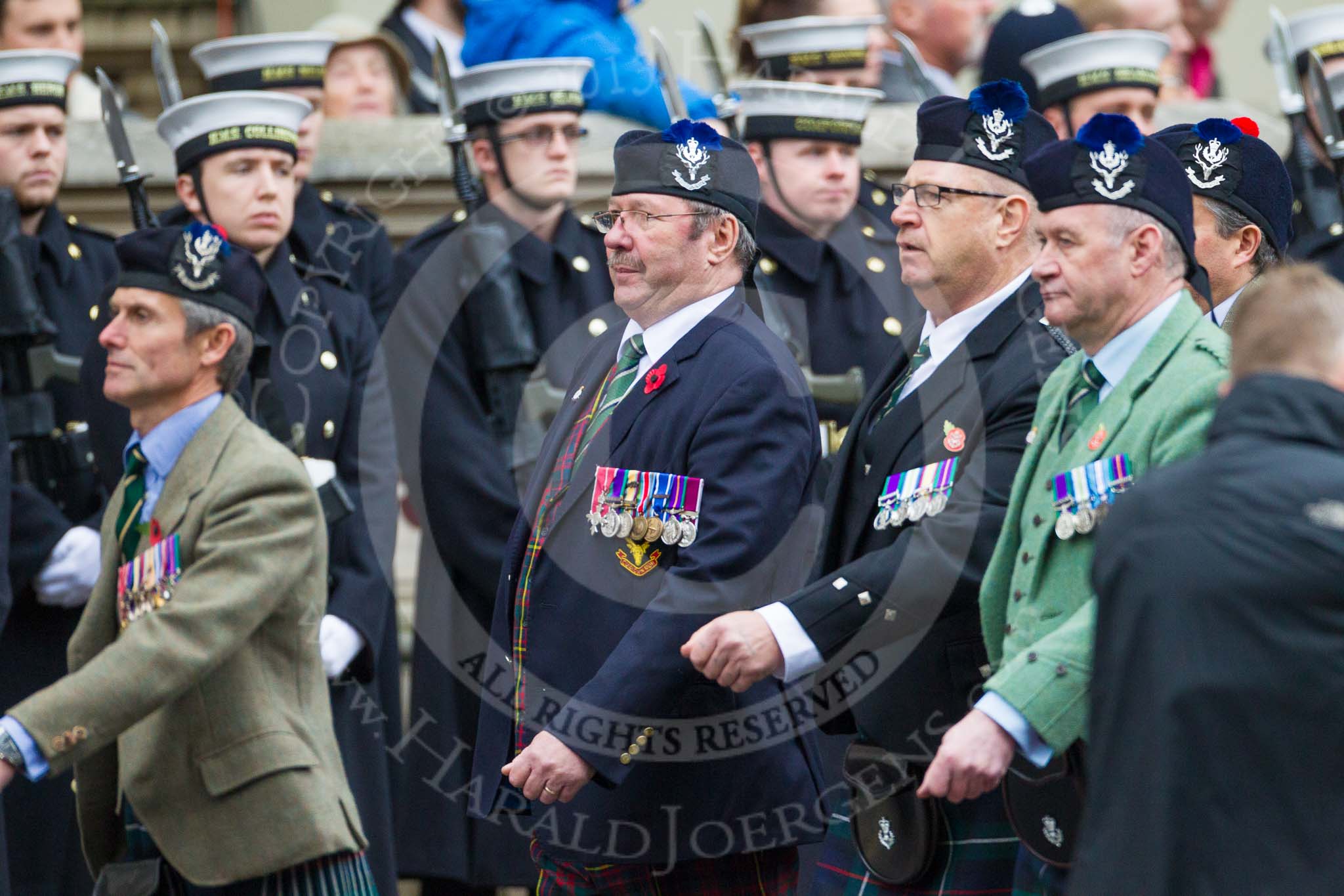 Remembrance Sunday at the Cenotaph 2015: Group A8, Queen's Own Highlanders Regimental Association.
Cenotaph, Whitehall, London SW1,
London,
Greater London,
United Kingdom,
on 08 November 2015 at 12:10, image #1228