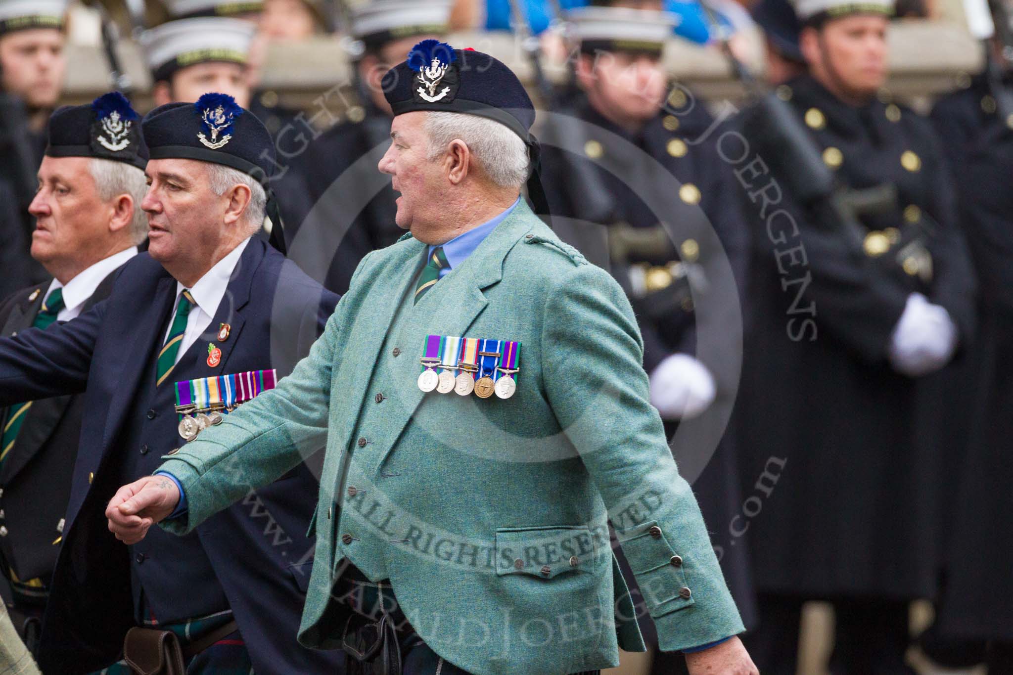Remembrance Sunday at the Cenotaph 2015: Group A8, Queen's Own Highlanders Regimental Association.
Cenotaph, Whitehall, London SW1,
London,
Greater London,
United Kingdom,
on 08 November 2015 at 12:10, image #1243