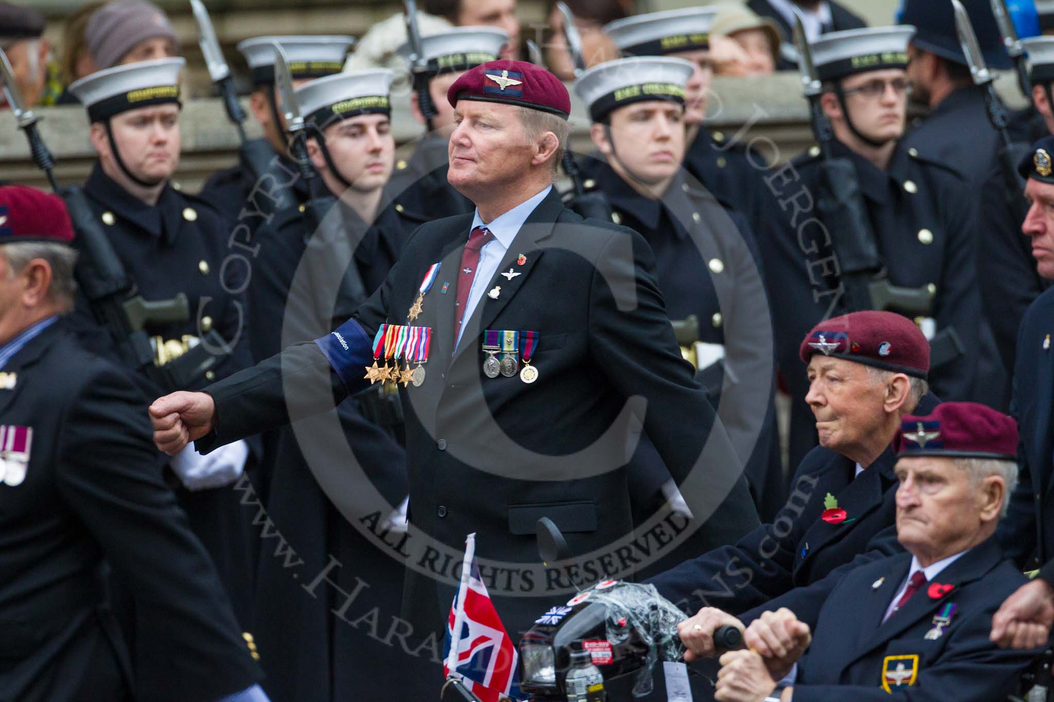 Remembrance Sunday at the Cenotaph 2015: Group A13, Guards Parachute Association.
Cenotaph, Whitehall, London SW1,
London,
Greater London,
United Kingdom,
on 08 November 2015 at 12:11, image #1272