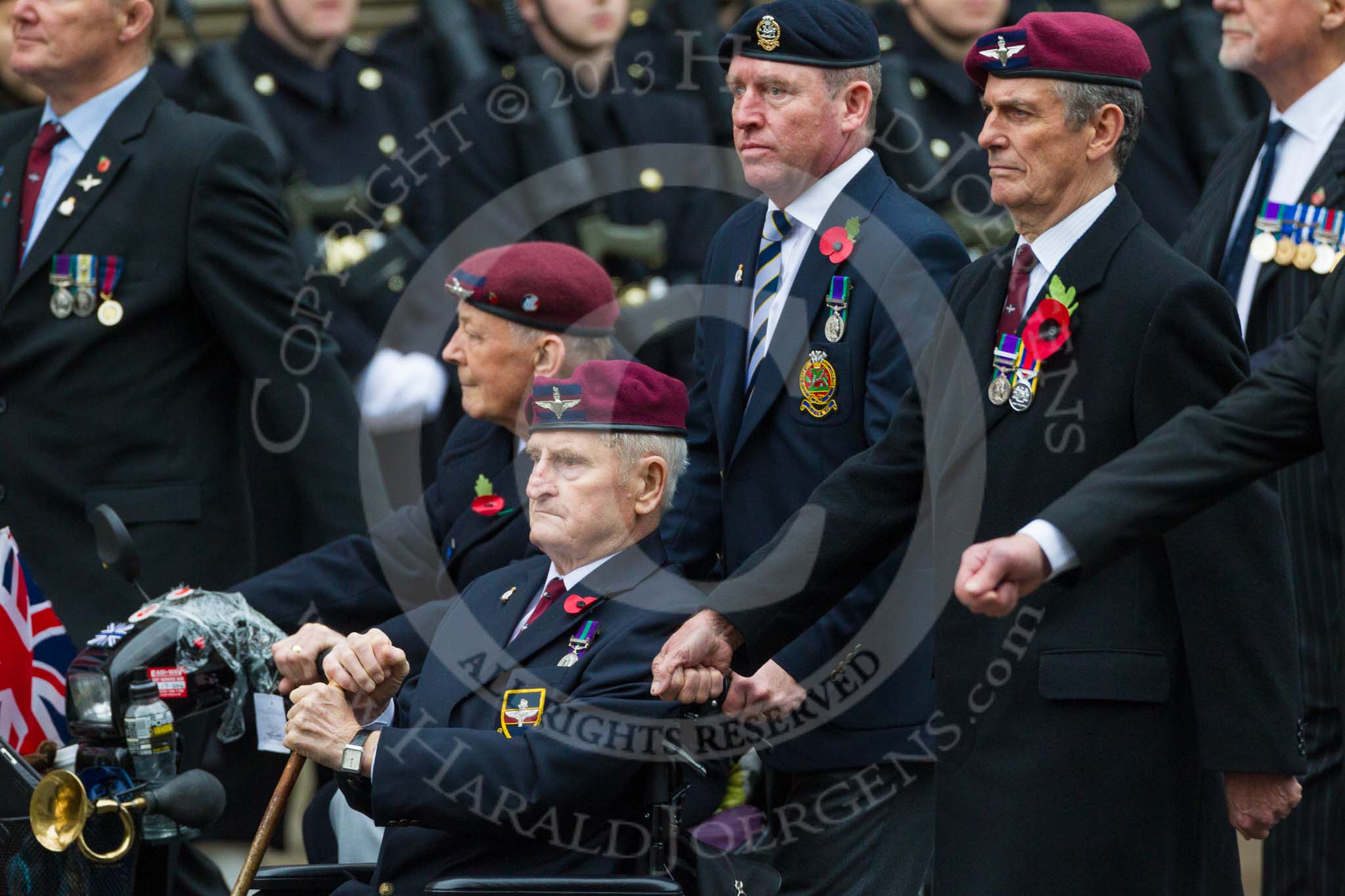 Remembrance Sunday at the Cenotaph 2015: Group A13, Guards Parachute Association.
Cenotaph, Whitehall, London SW1,
London,
Greater London,
United Kingdom,
on 08 November 2015 at 12:11, image #1273
