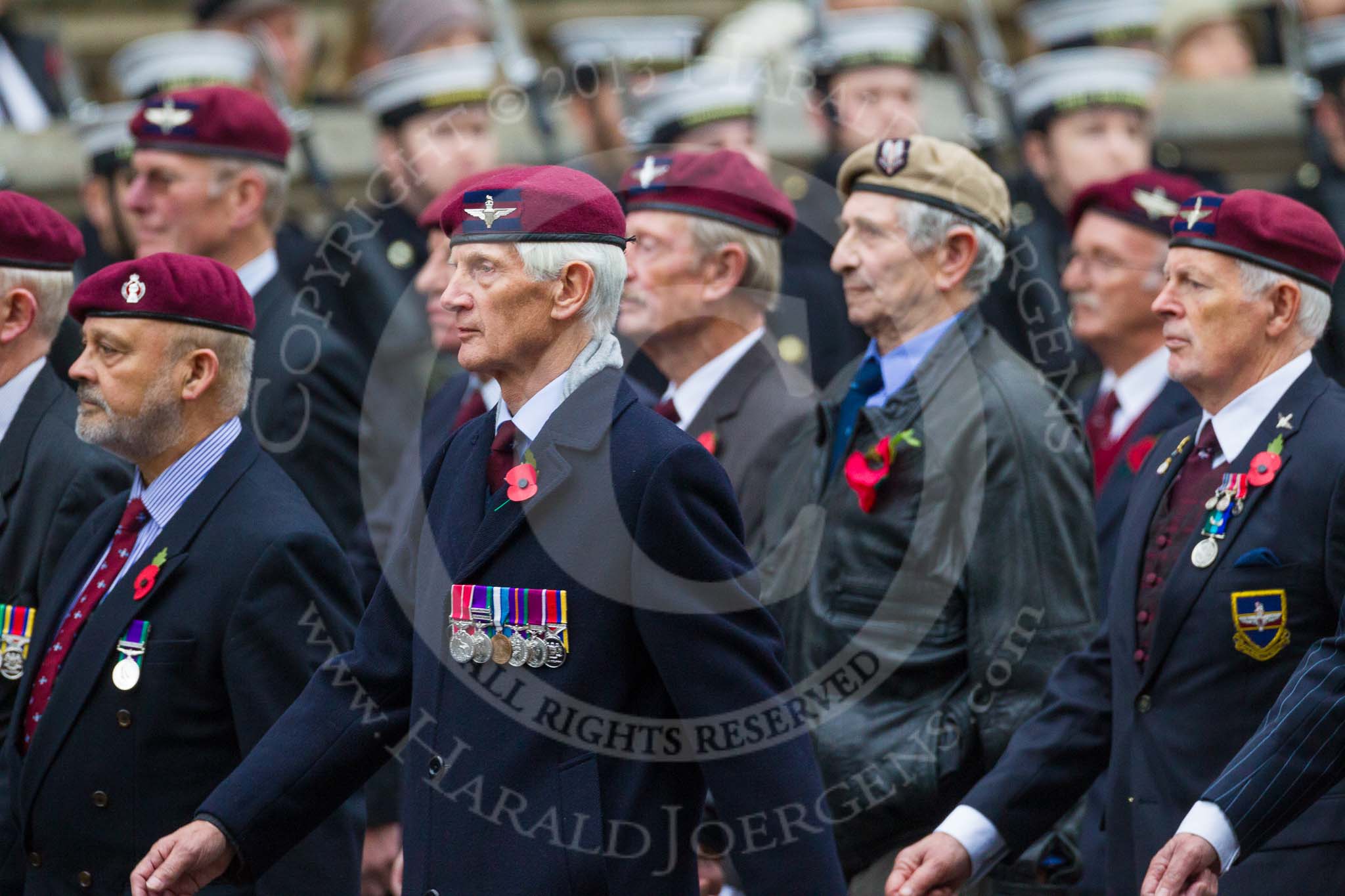 Remembrance Sunday at the Cenotaph 2015: Group A13, Guards Parachute Association.
Cenotaph, Whitehall, London SW1,
London,
Greater London,
United Kingdom,
on 08 November 2015 at 12:11, image #1276