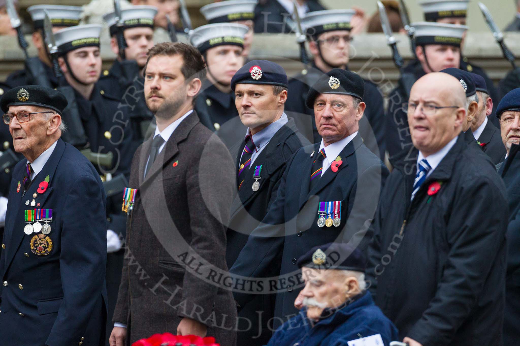 Remembrance Sunday at the Cenotaph 2015: Group A18, Royal Hampshire Regiment Comrades Association.
Cenotaph, Whitehall, London SW1,
London,
Greater London,
United Kingdom,
on 08 November 2015 at 12:12, image #1313