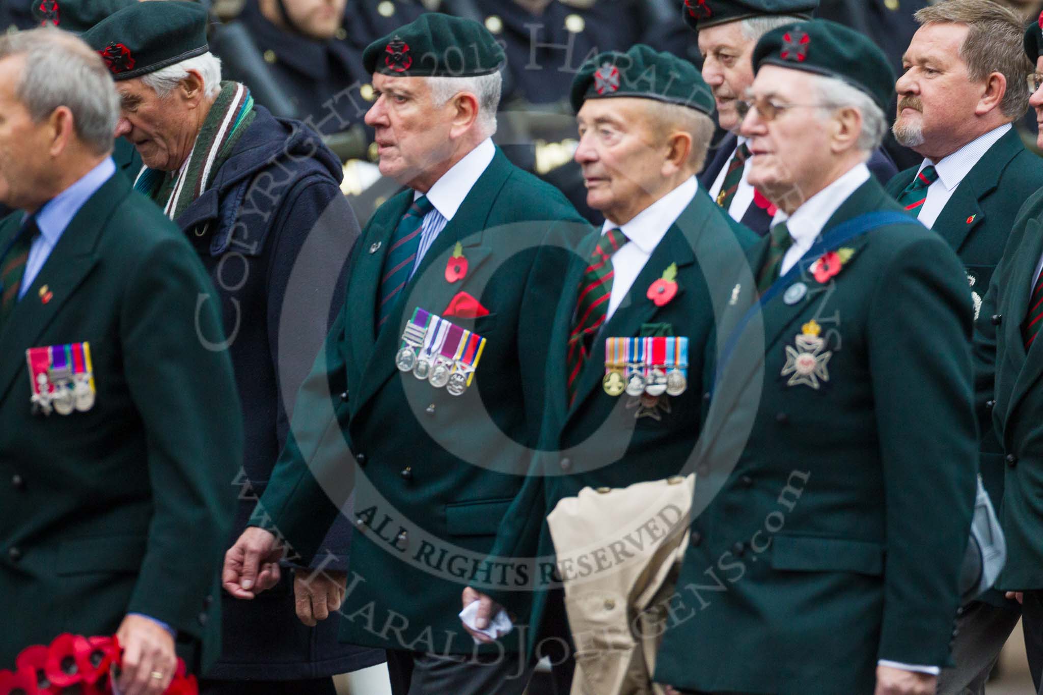 Remembrance Sunday at the Cenotaph 2015: Group A32, King's Royal Rifle Corps Association.
Cenotaph, Whitehall, London SW1,
London,
Greater London,
United Kingdom,
on 08 November 2015 at 12:13, image #1401