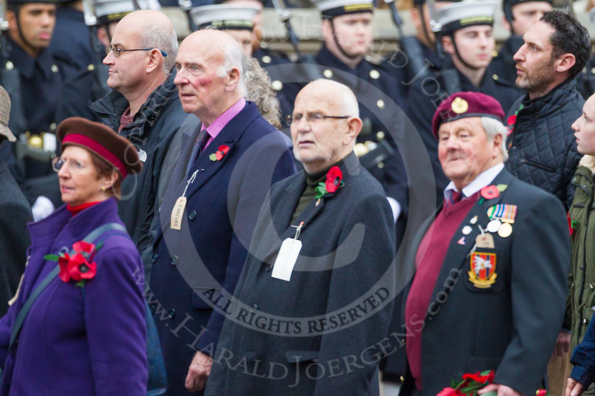 Remembrance Sunday at the Cenotaph 2015: Group M5, Evacuees Reunion Association.
Cenotaph, Whitehall, London SW1,
London,
Greater London,
United Kingdom,
on 08 November 2015 at 12:15, image #1451