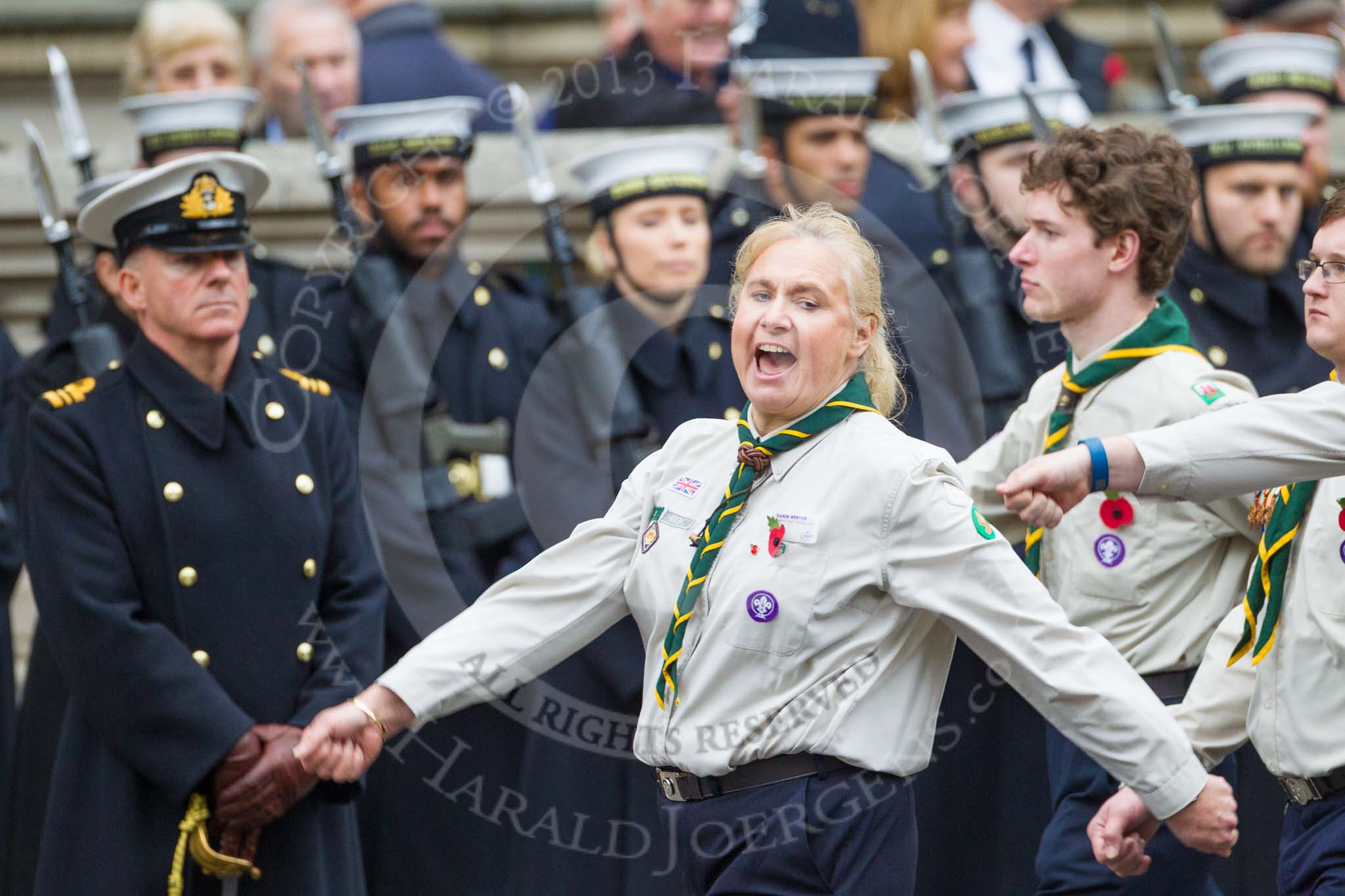 Remembrance Sunday at the Cenotaph 2015: Group M50, Scout Association.
Cenotaph, Whitehall, London SW1,
London,
Greater London,
United Kingdom,
on 08 November 2015 at 12:20, image #1719