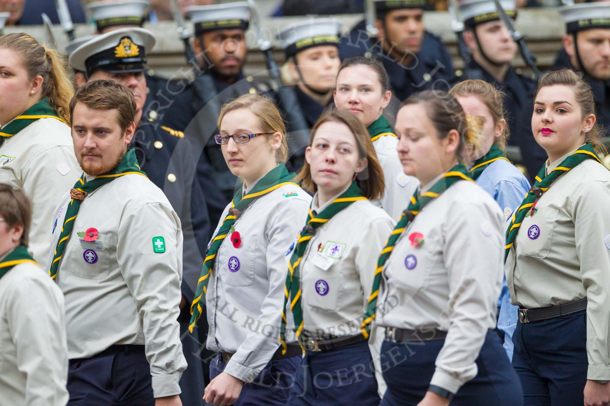 Remembrance Sunday at the Cenotaph 2015: Group M50, Scout Association.
Cenotaph, Whitehall, London SW1,
London,
Greater London,
United Kingdom,
on 08 November 2015 at 12:20, image #1725
