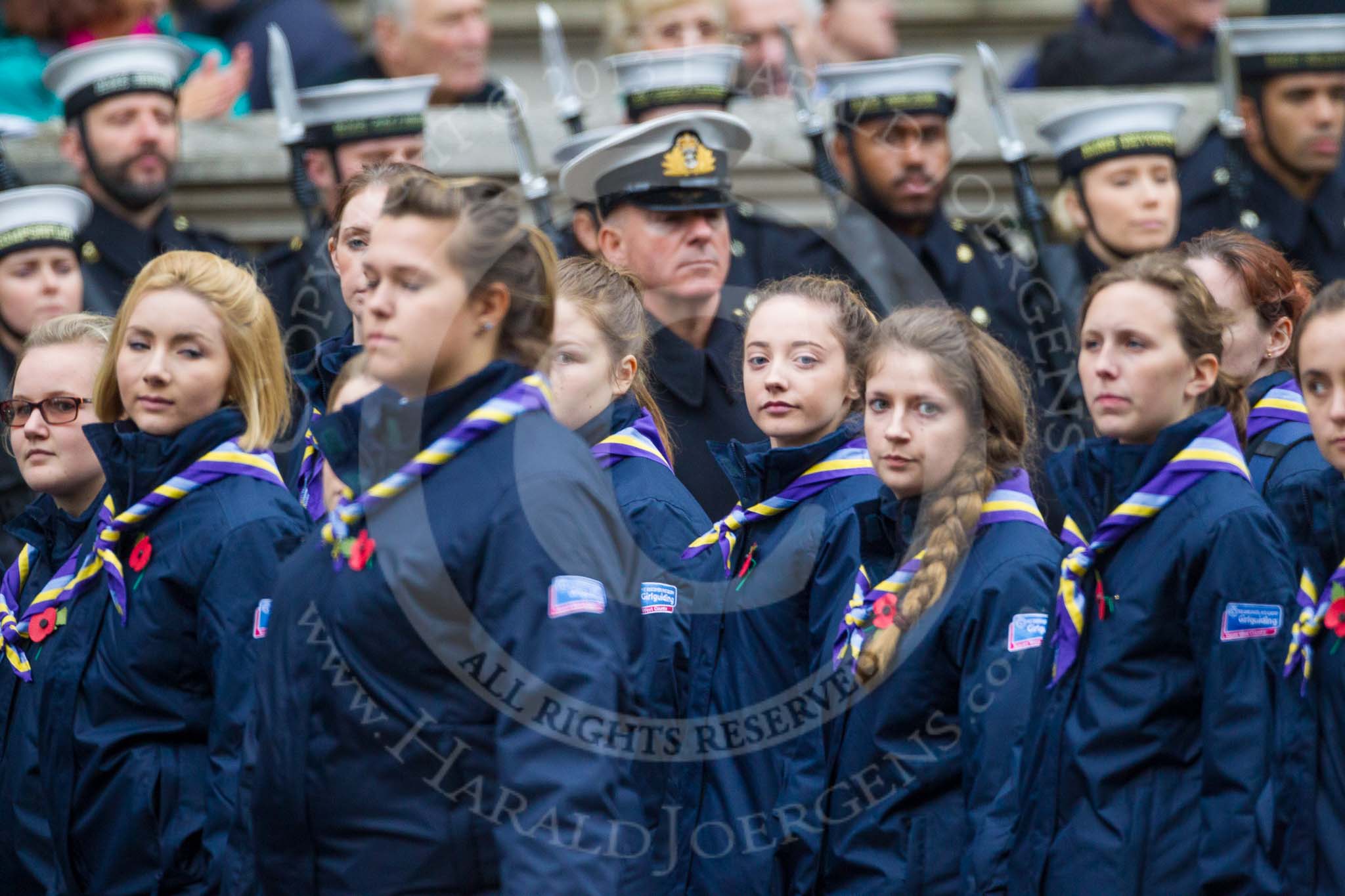 Remembrance Sunday at the Cenotaph 2015: Group M51, Girlguiding London & South East England.
Cenotaph, Whitehall, London SW1,
London,
Greater London,
United Kingdom,
on 08 November 2015 at 12:21, image #1732