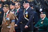 Remembrance Sunday at the Cenotaph 2015: Group D4, Army Dog Unit Northern Ireland Association.
Cenotaph, Whitehall, London SW1,
London,
Greater London,
United Kingdom,
on 08 November 2015 at 11:52, image #608
