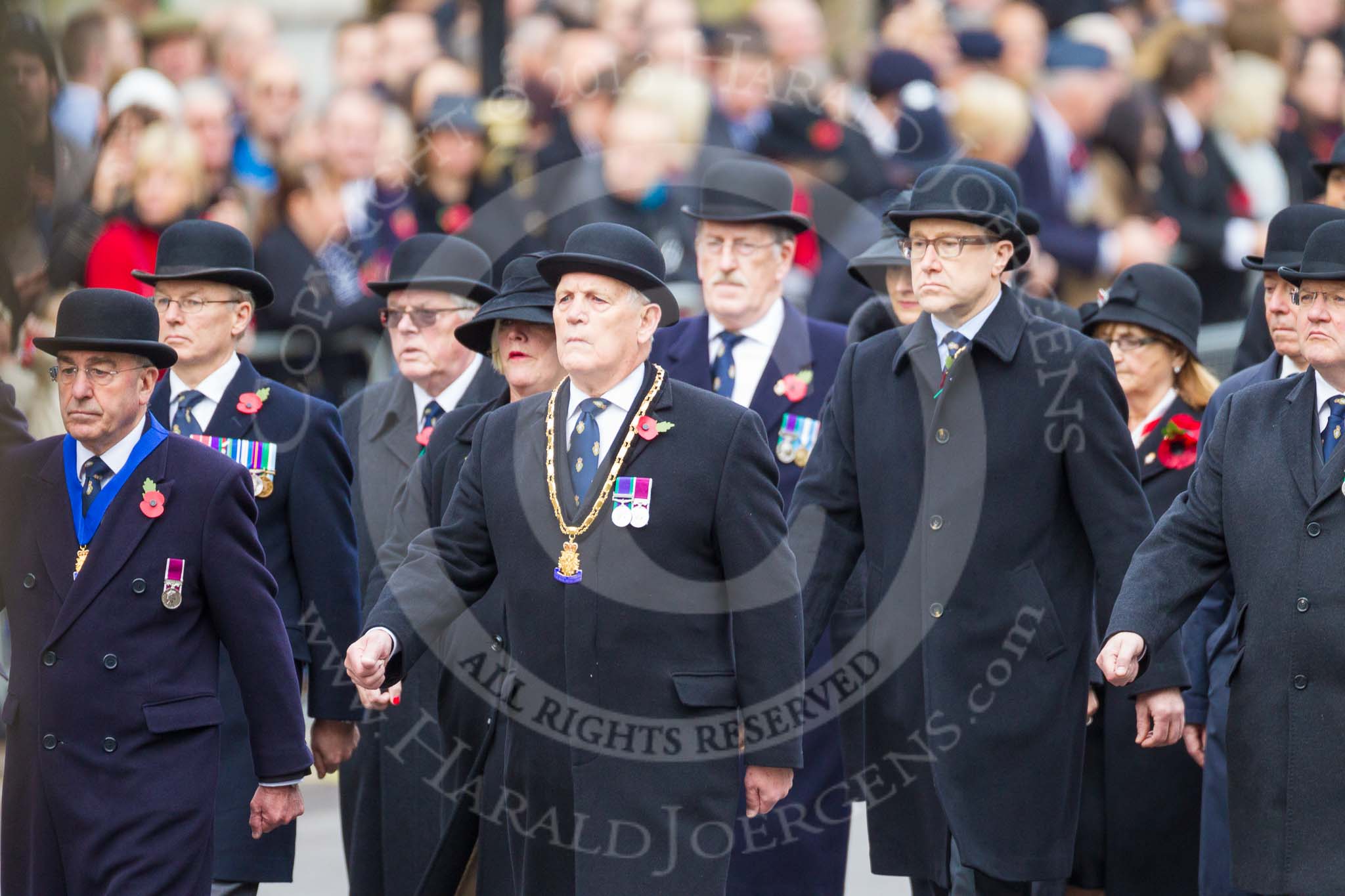 Remembrance Sunday at the Cenotaph 2015: The first column of veterans marching along Whitehall. Image #25, 08 November 2015 10:16 Whitehall, London, UK