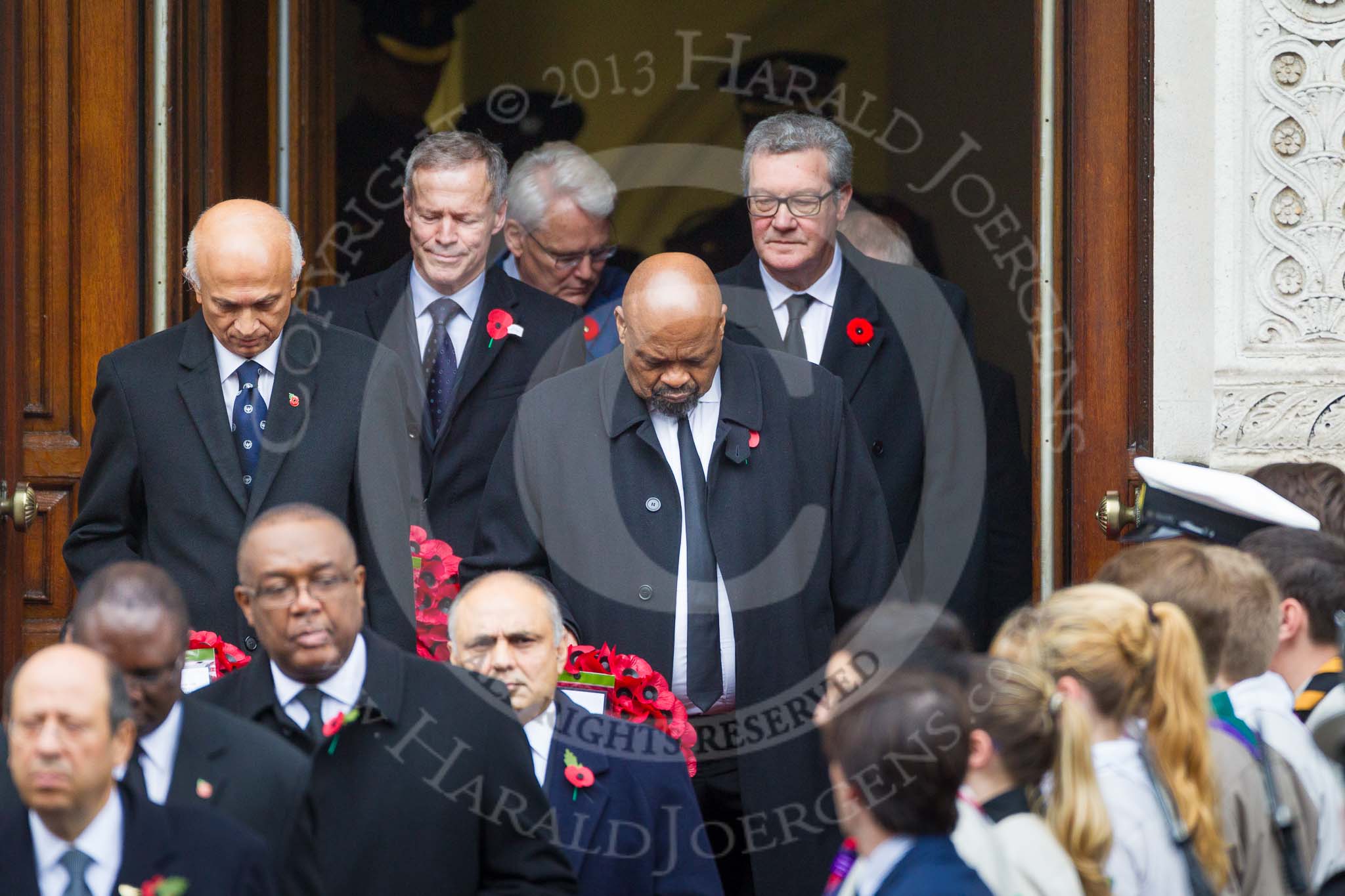 Remembrance Sunday at the Cenotaph 2015: The High Commissioners or their representatives leaving the Foreign- and Commonwealth Office. Image #102, 08 November 2015 10:56 Whitehall, London, UK