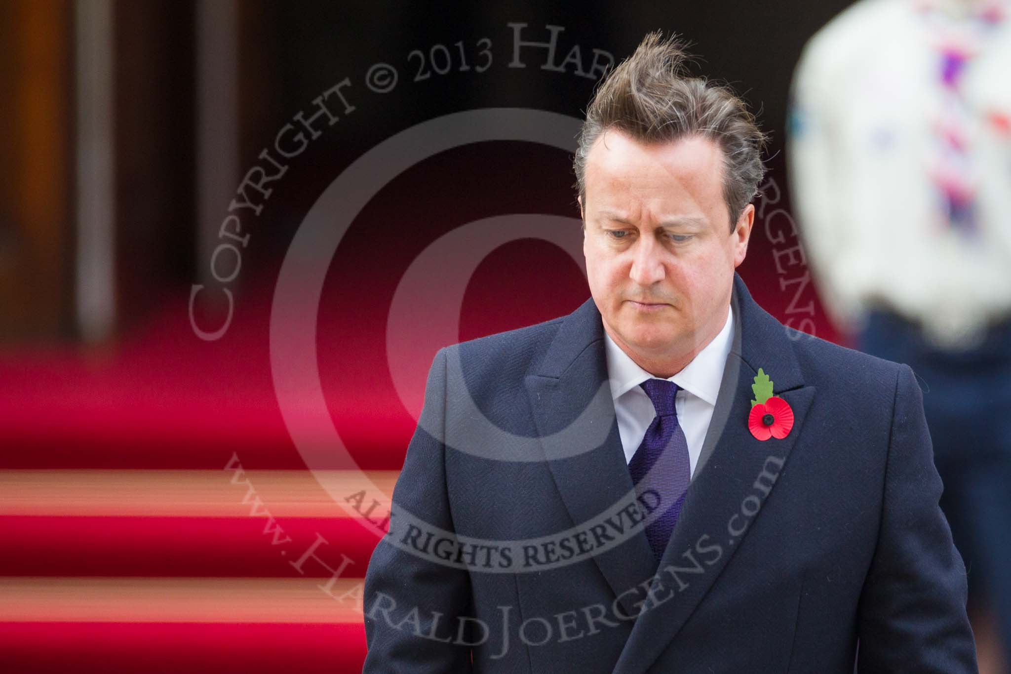 Remembrance Sunday at the Cenotaph 2015: The Prime Minister, David Cameron, after laying his wreath at the Cenotaph. Image #210, 08 November 2015 11:06 Whitehall, London, UK