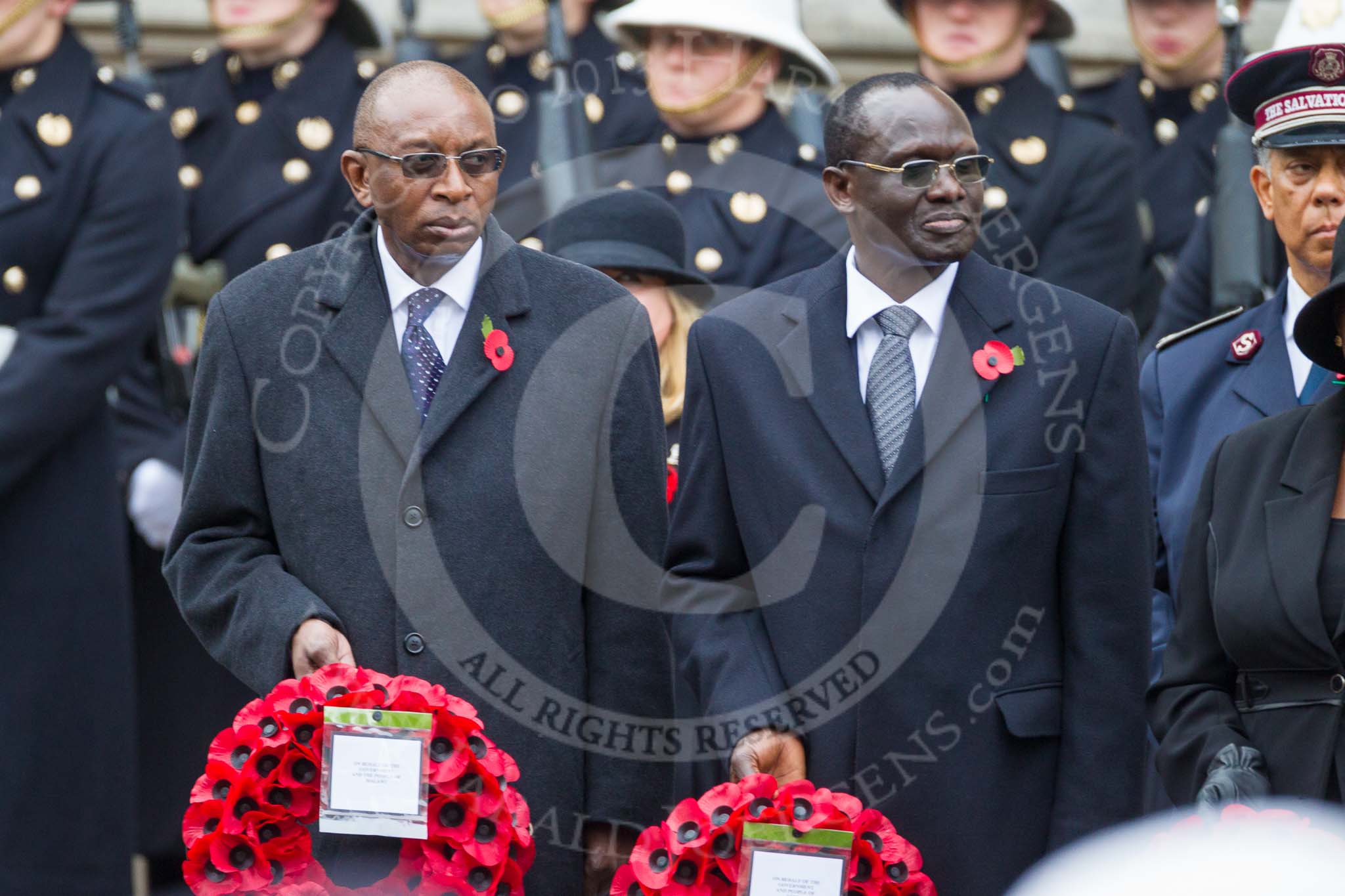 Remembrance Sunday at the Cenotaph 2015: The High Commissioner of Malawi and the High Commissioner of Kenya. Image #227, 08 November 2015 11:09 Whitehall, London, UK
