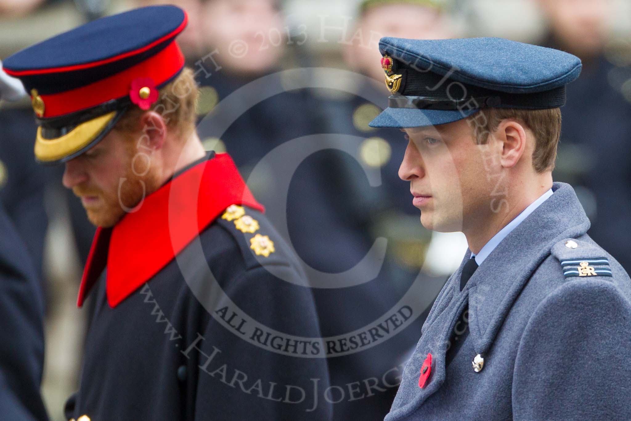 Remembrance Sunday at the Cenotaph 2015: HRH The Duke of Cambridge and behind him HRH Prince Henry of Wales. Image #287, 08 November 2015 11:14 Whitehall, London, UK